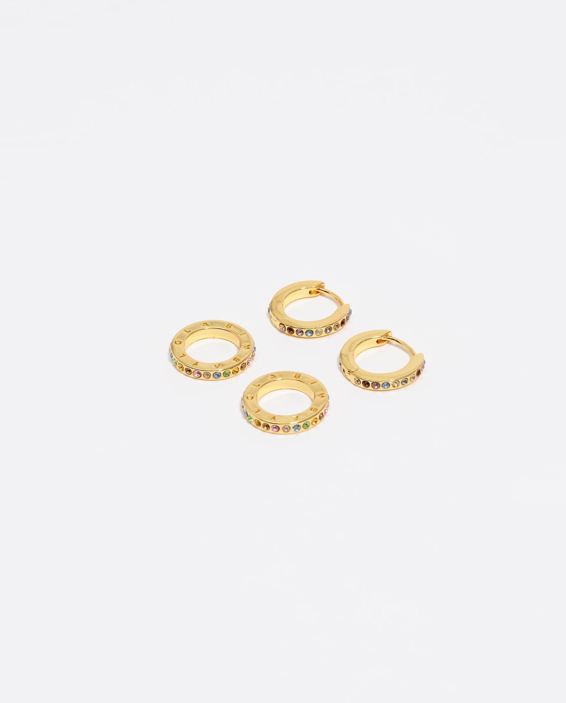 Brincos Duplo Aro com Logo Dourado Dourado-4