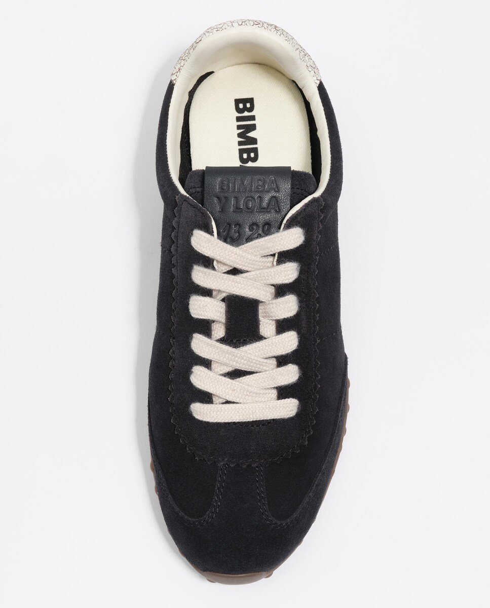 Sapatilhas Desportivas de Pele com Atacadores Preto-4