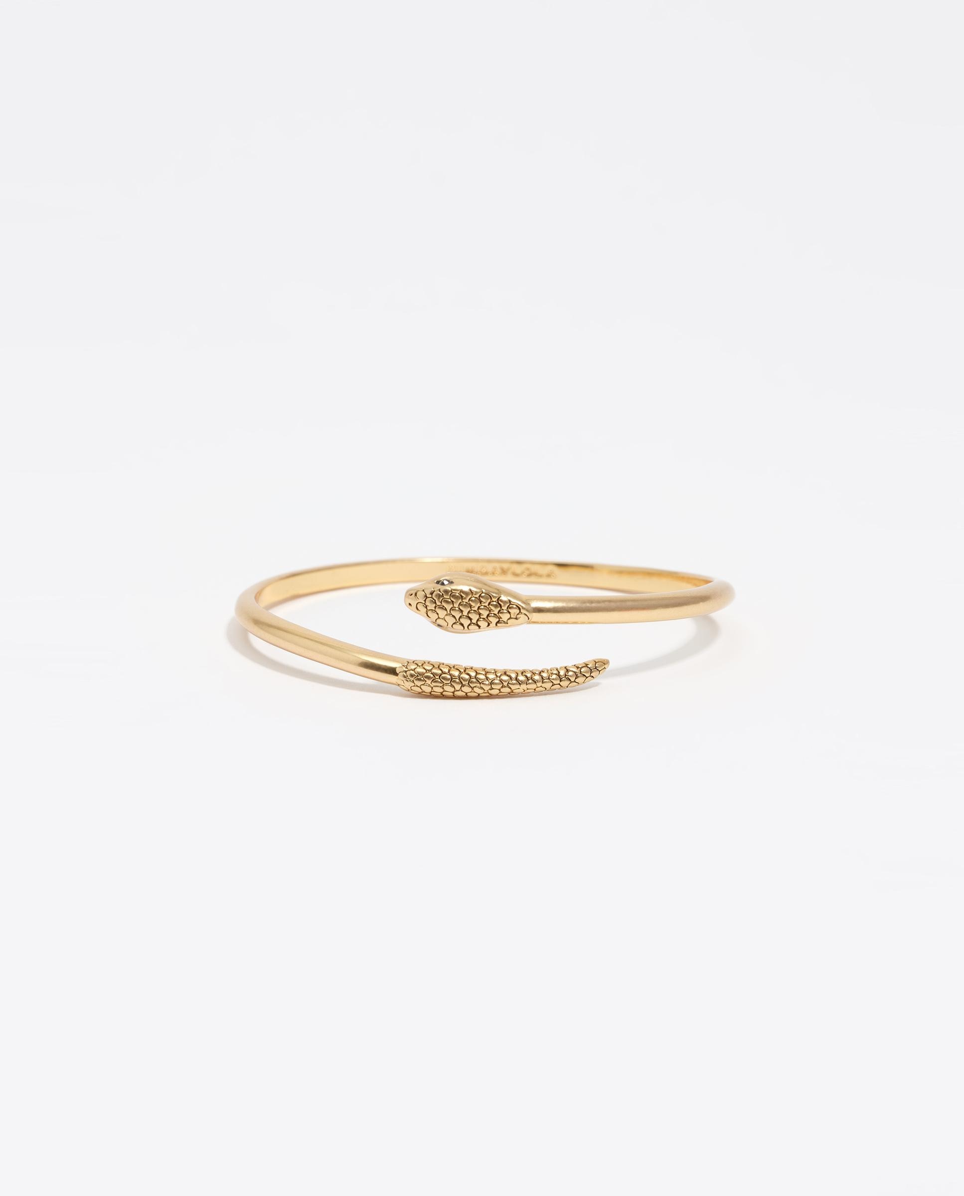 Pulseira Rígida Serpente com Textura Envelhecida Dourado-2