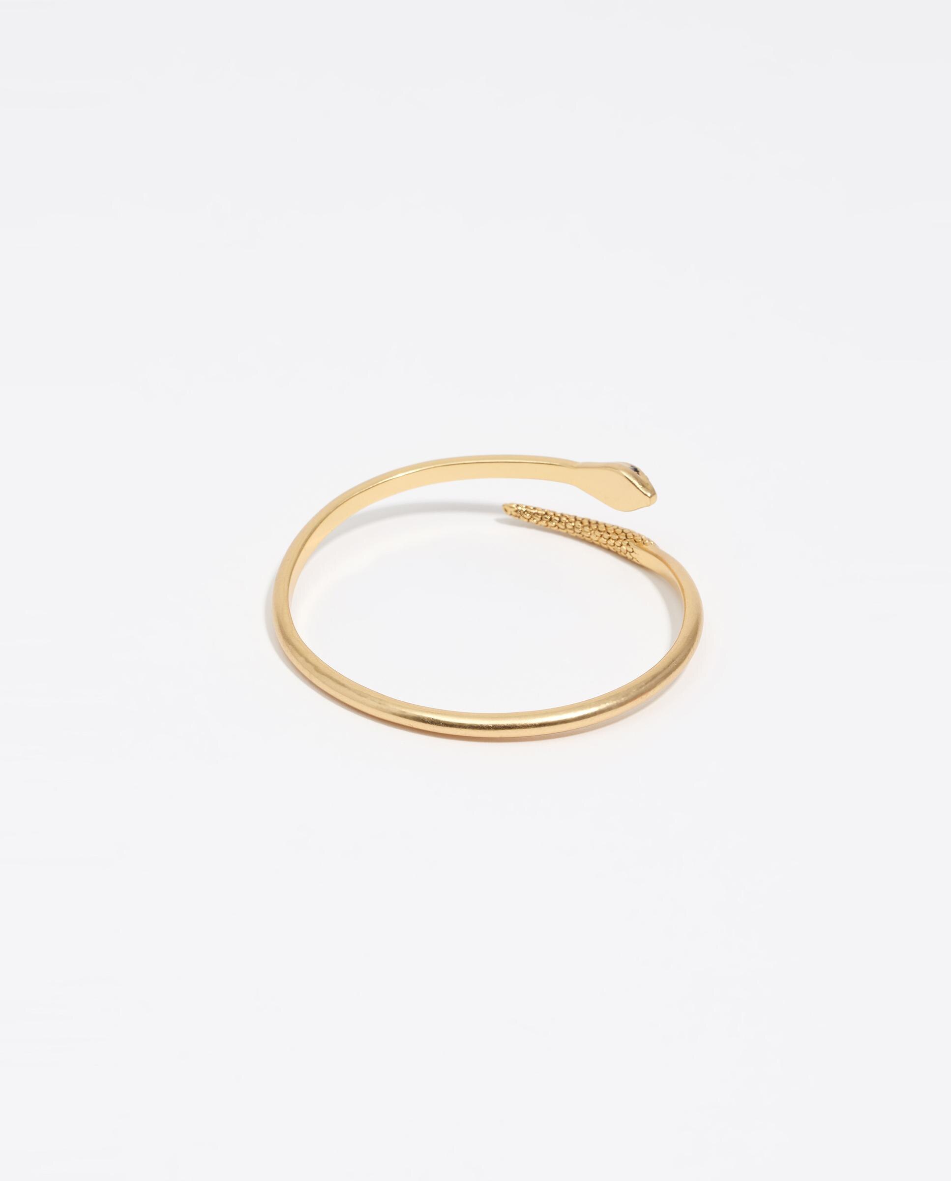 Pulseira Rígida Serpente com Textura Envelhecida Dourado-3