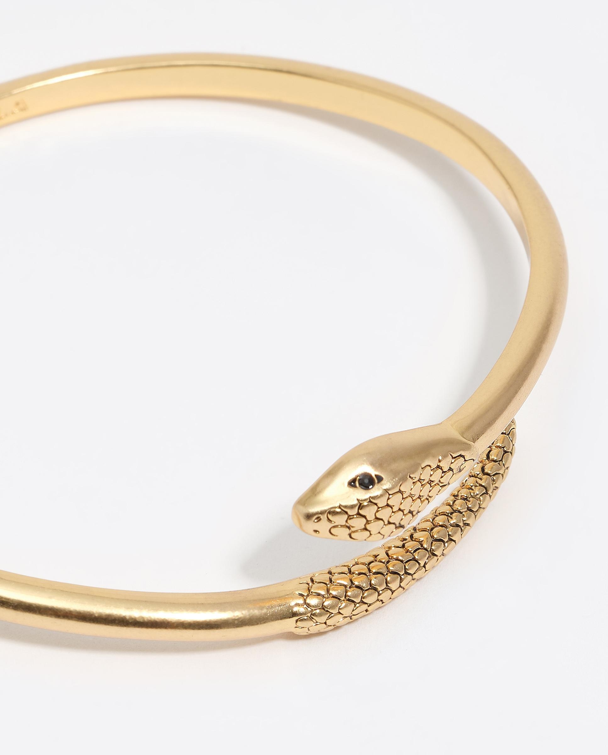 Pulseira Rígida Serpente com Textura Envelhecida Dourado-4