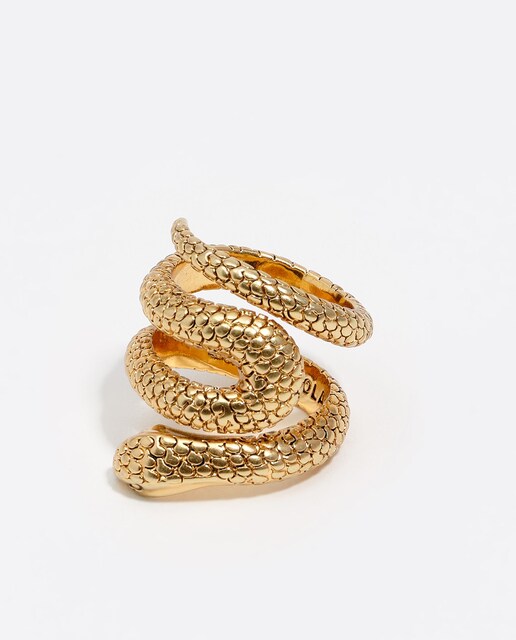 Imagem 0 de Anel Espiral Serpente com Textura Dourado