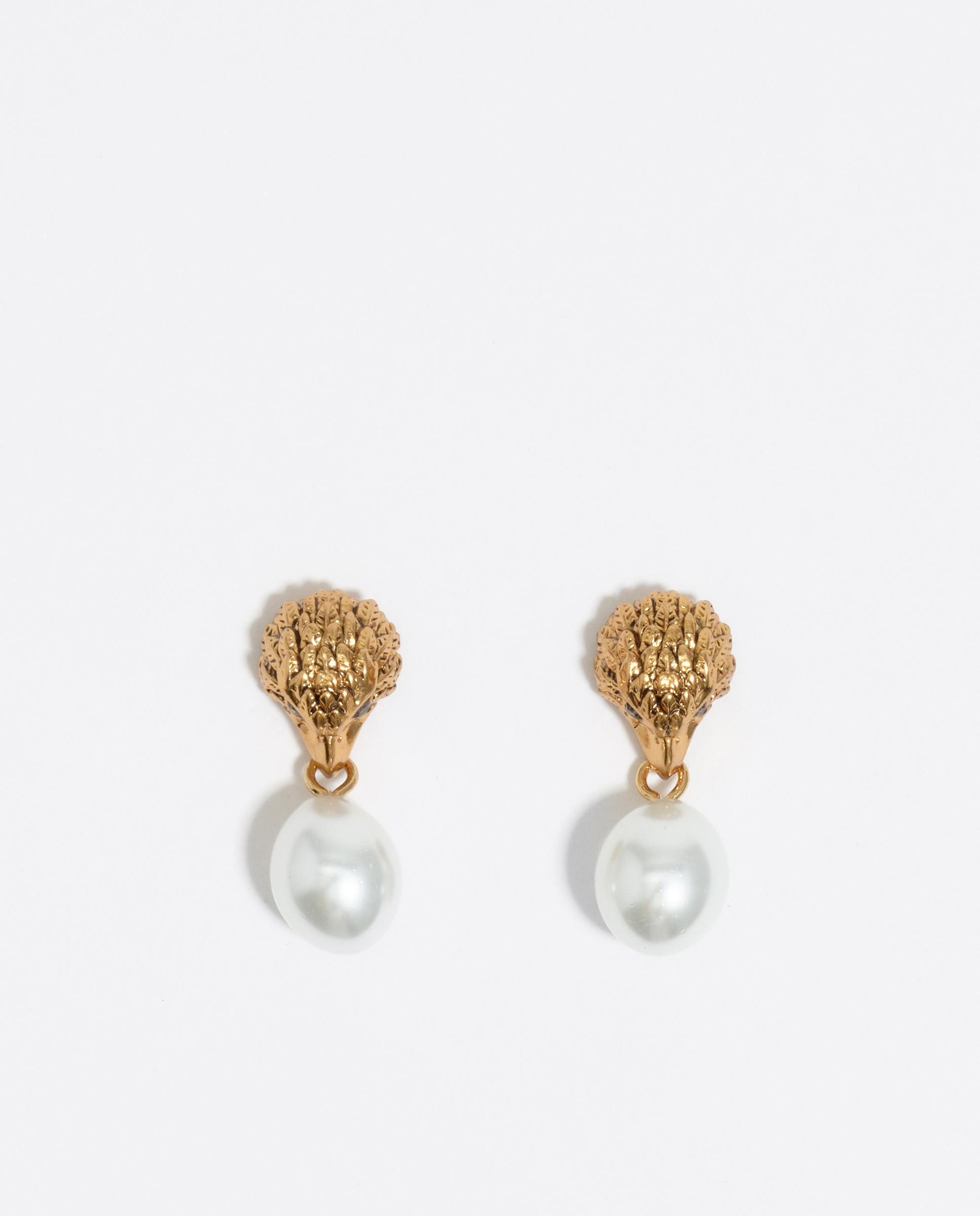 Imagem 0 de Brincos Águia e Pérola Dourados