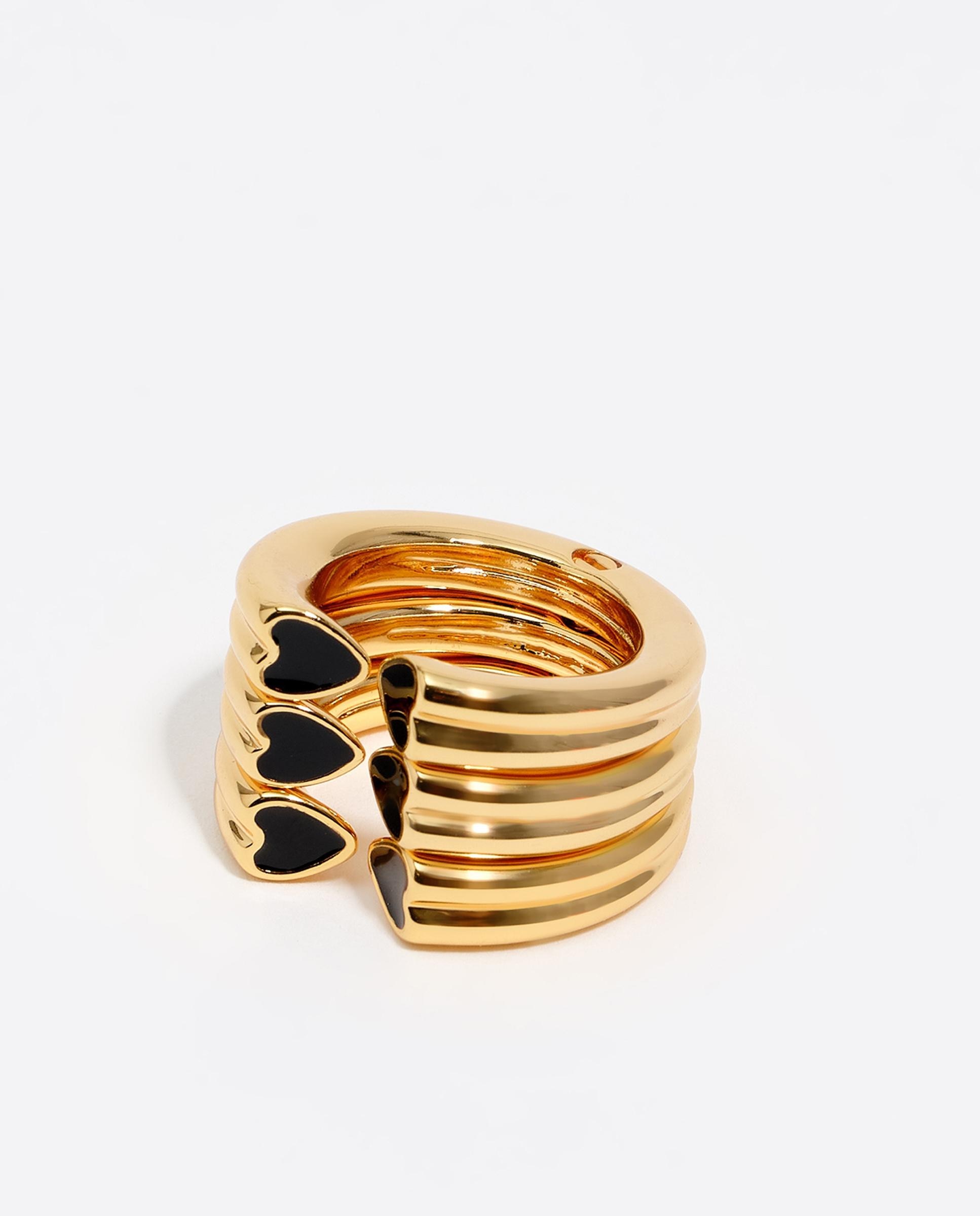 Imagem 0 de Anel Modular Triplo Coração em Preto