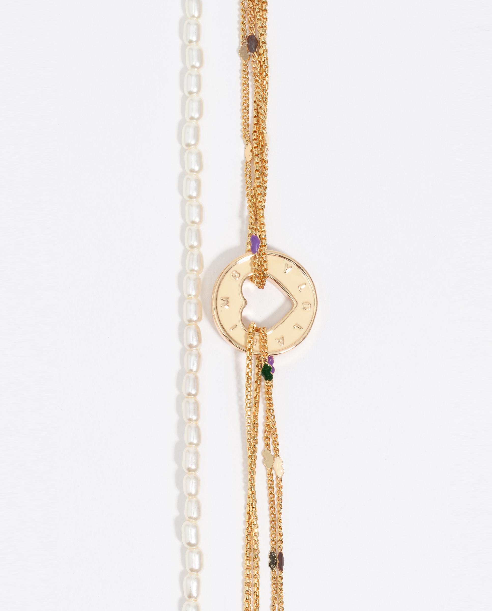 Pulsera mulicadenas logo marfil Dourado-2
