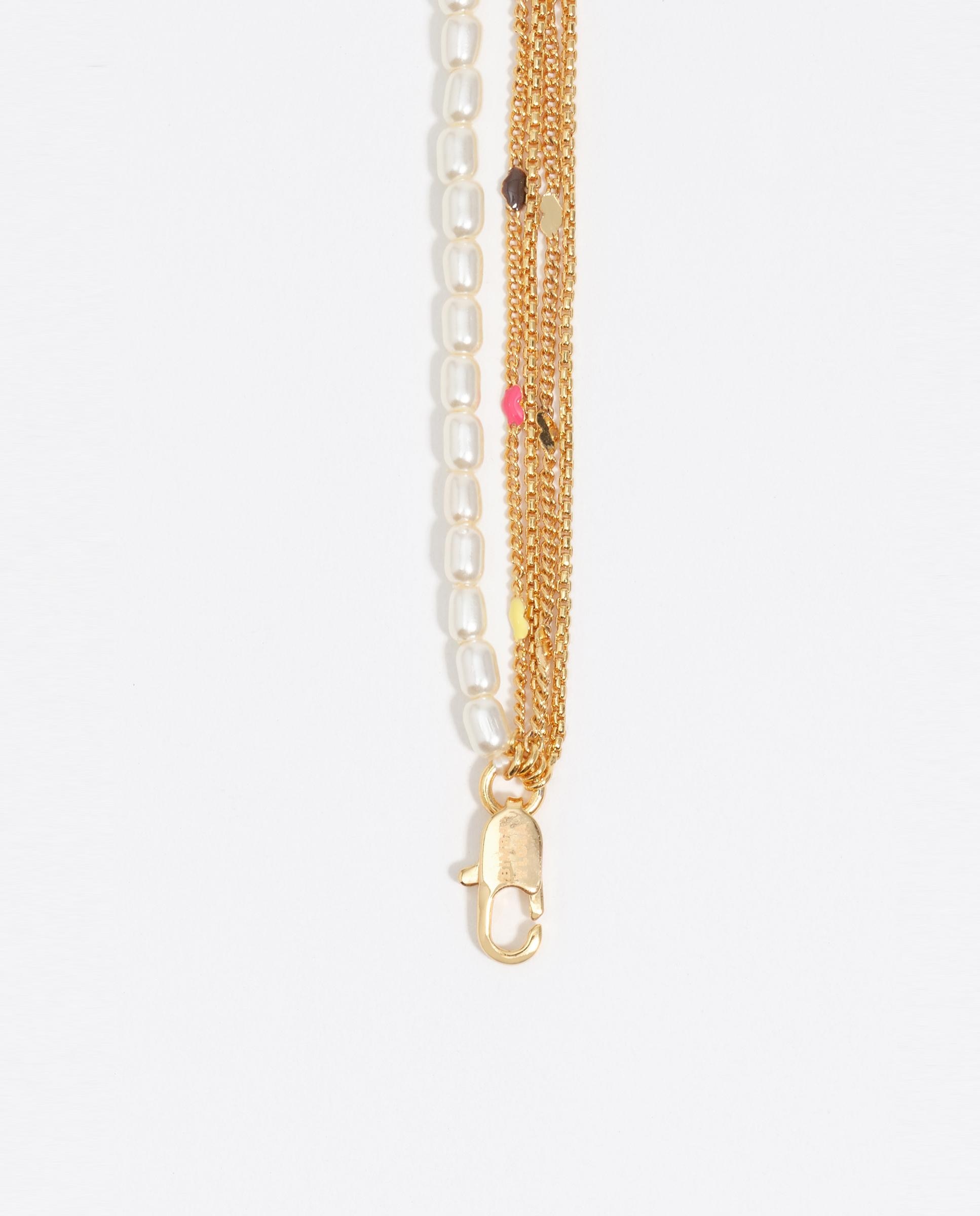 Pulsera mulicadenas logo marfil Dourado-3