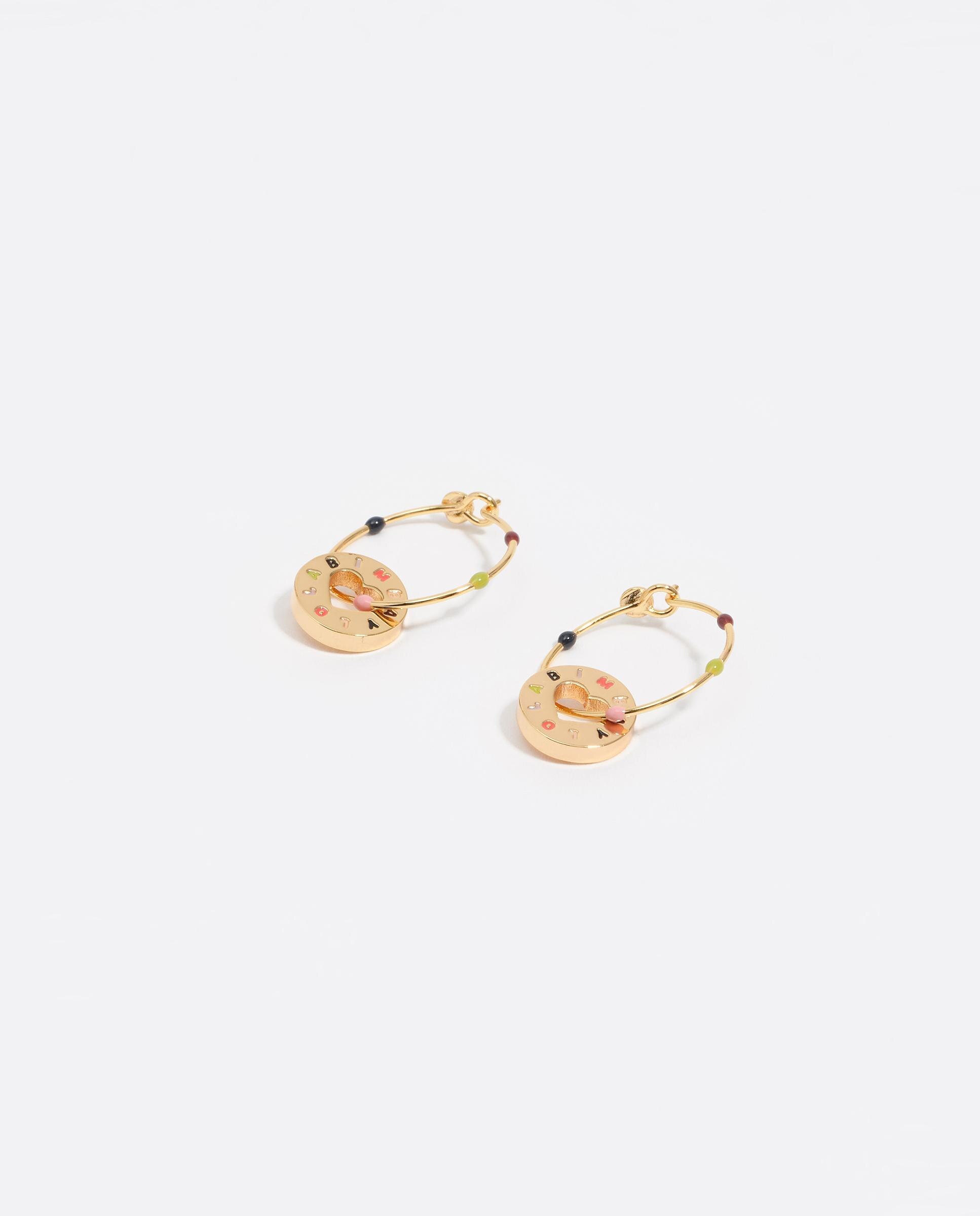 Pendientes aro logo multicolor dorado Dourado-3