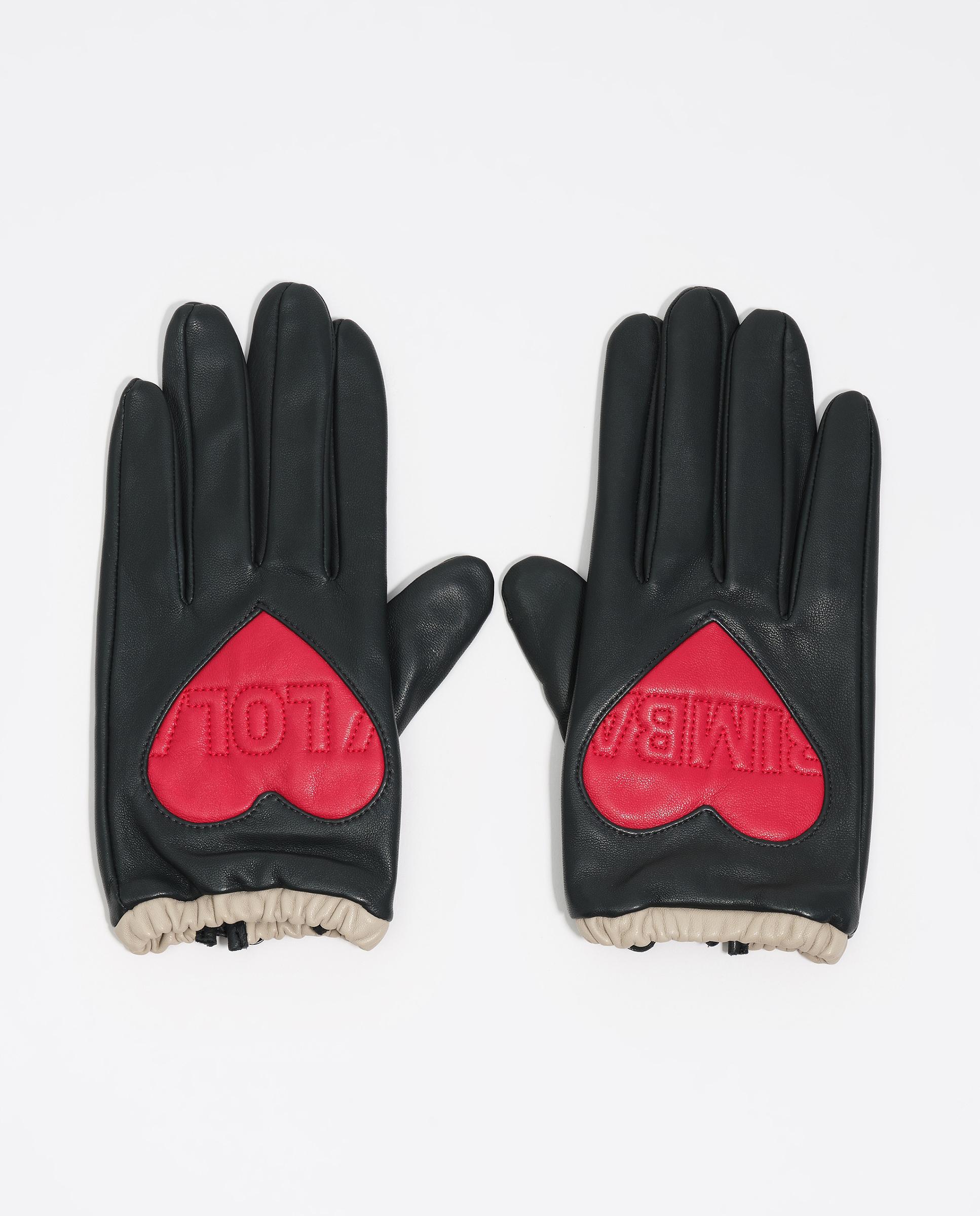 Imagem 0 de Luvas em Pele Coração em Contraste