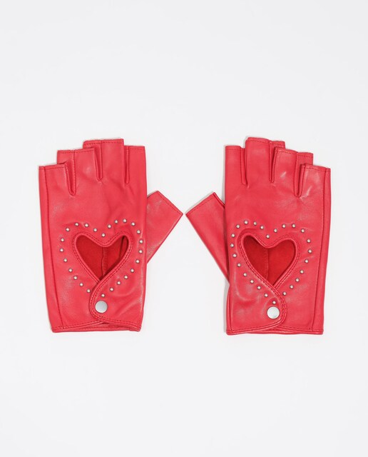 Imagem 0 de Luvas em Pele Coração Vermelhas