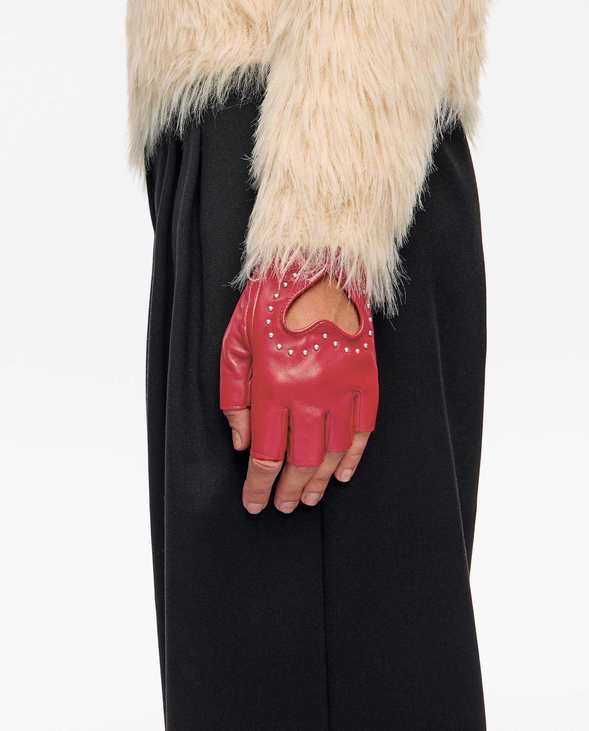 Luvas em Pele Coração Vermelhas Rosa-2