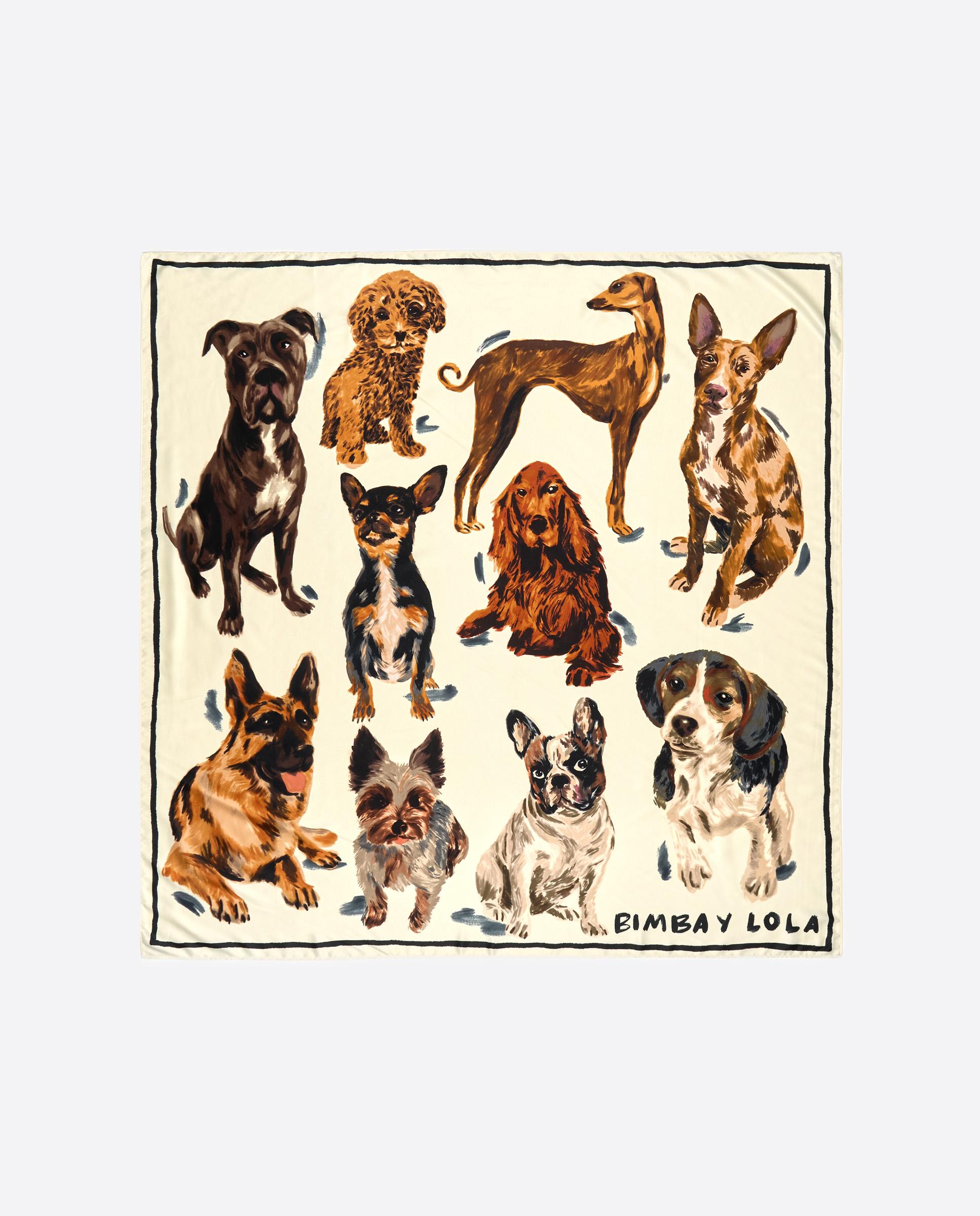Écharpe Estampada Cães Branco-marfim-1