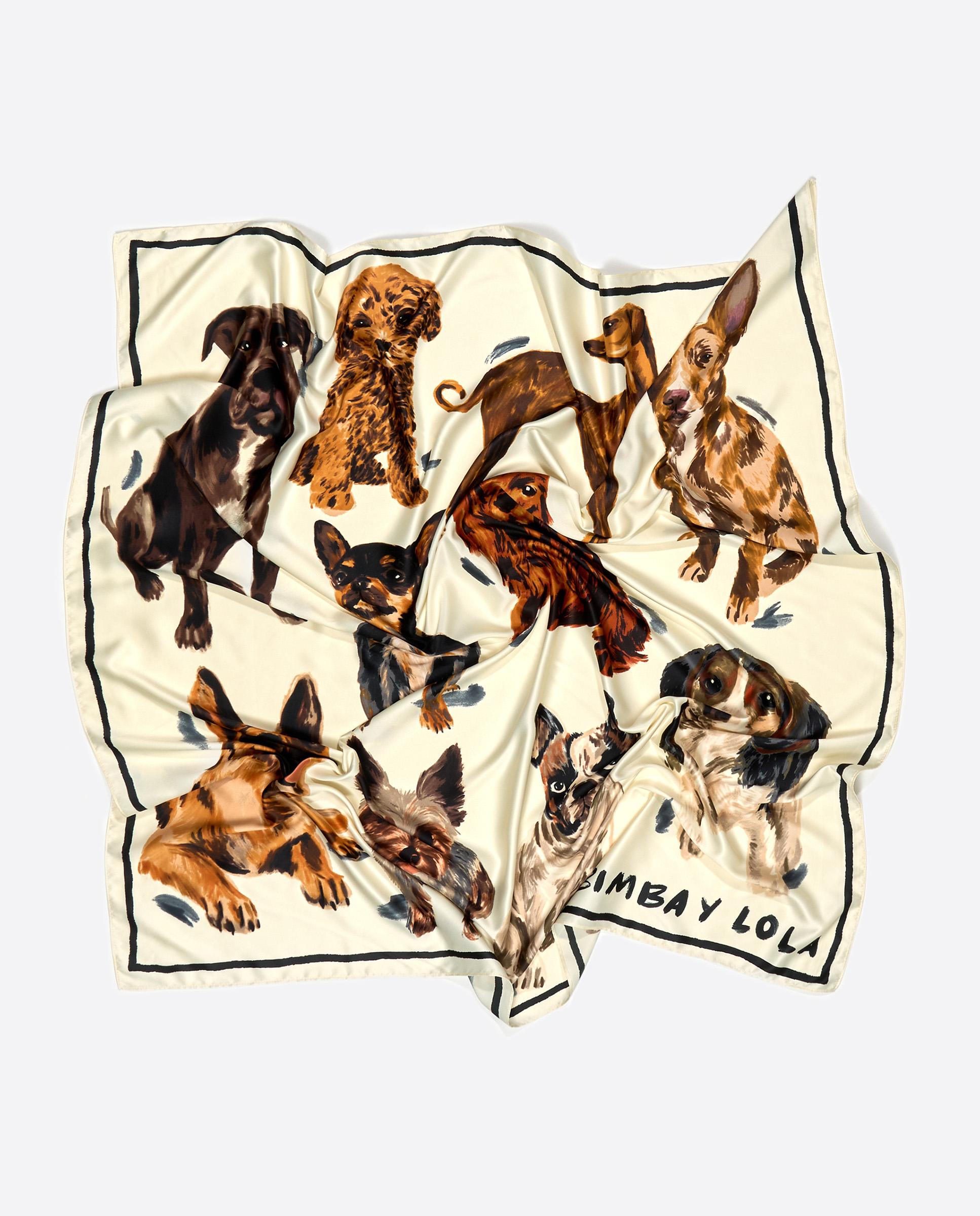 Écharpe Estampada Cães Branco-marfim-3