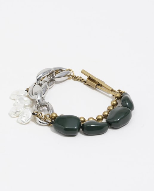 Imagem 0 de Pulseira Multicadeias Bicolor e Pérolas