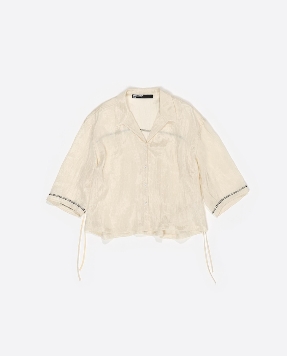 Camisa Fluida com Cavas Ajustáveis Natural-6