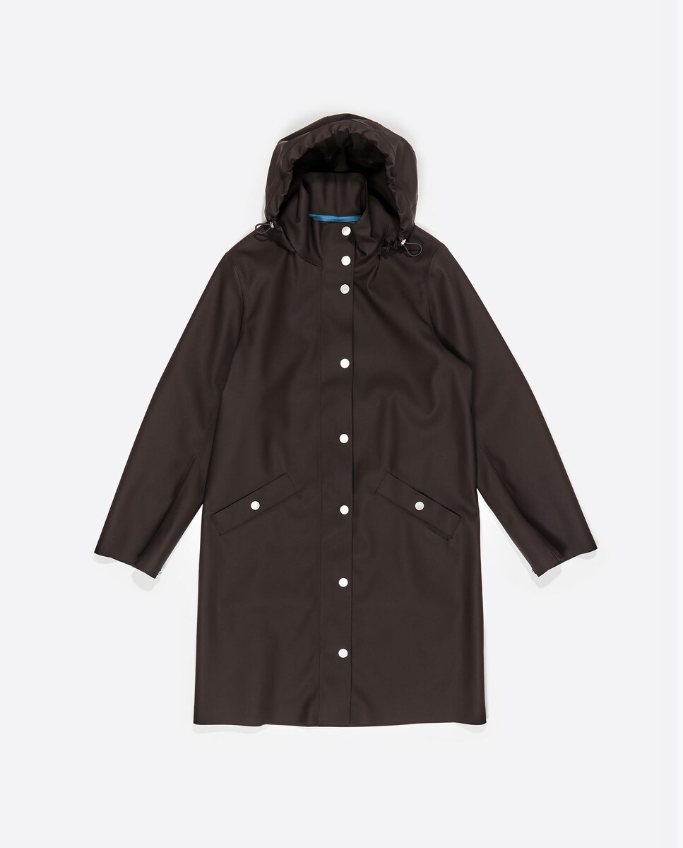 Gabardina Engomada com Corte a Direito Castanho-escuro-6