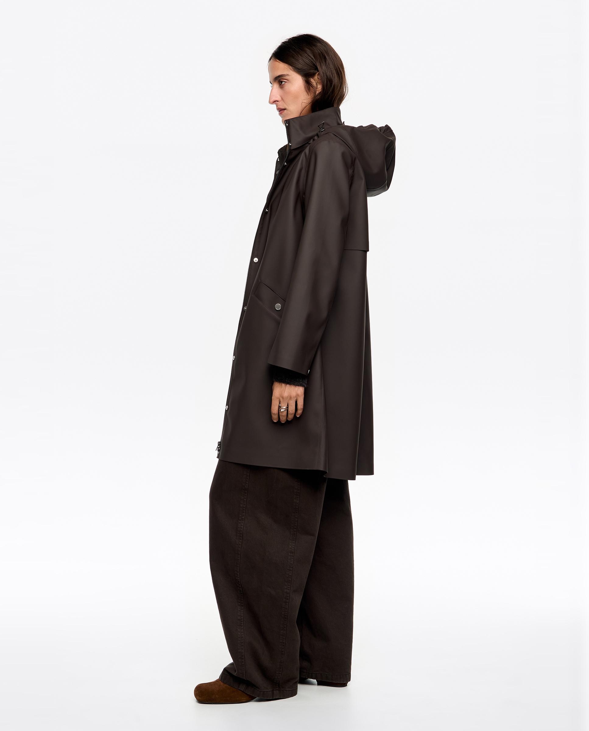 Gabardina Engomada com Corte a Direito Castanho-escuro-2