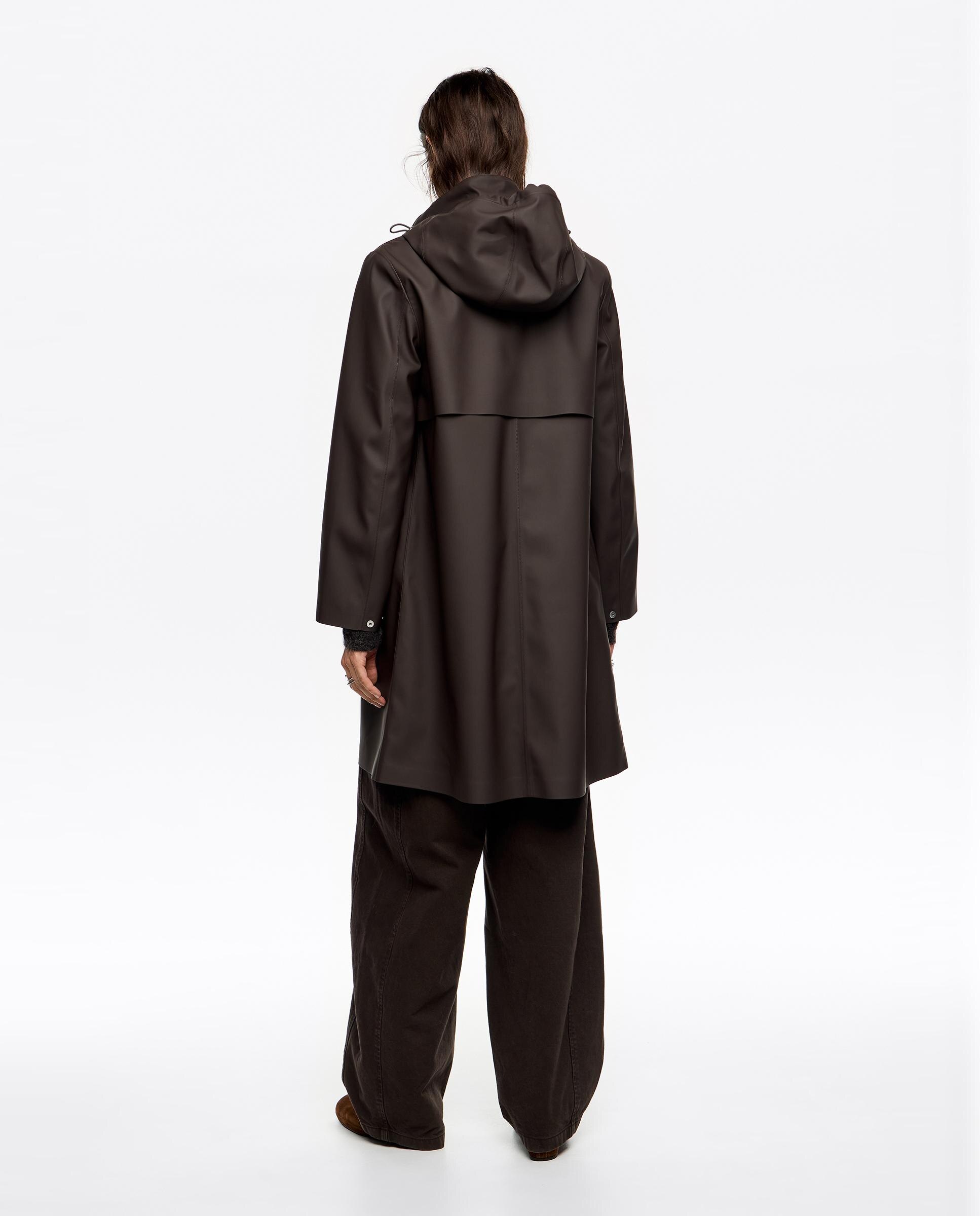 Gabardina Engomada com Corte a Direito Castanho-escuro-3