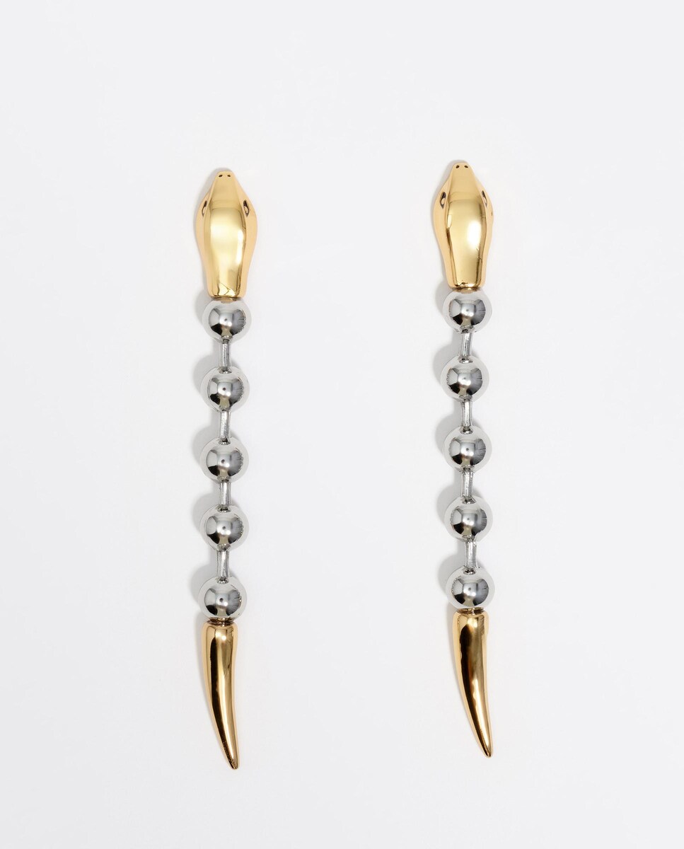 Brincos Serpente Bicolor Prata-1