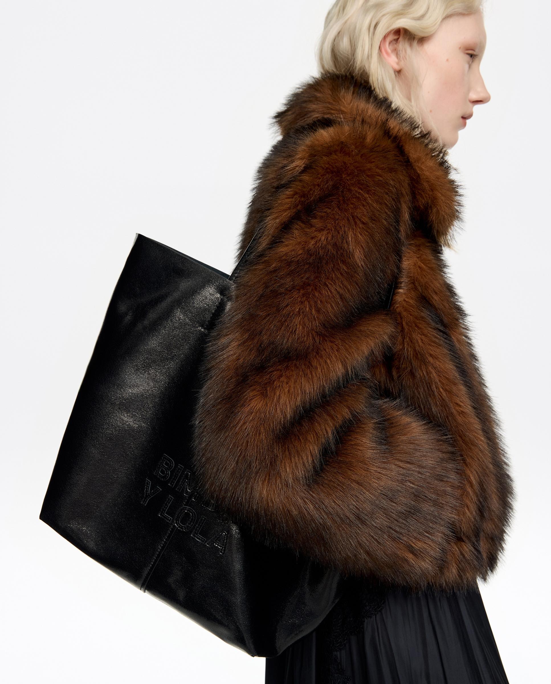 Mala de Ombro Tipo Shopper Grande Preto-2