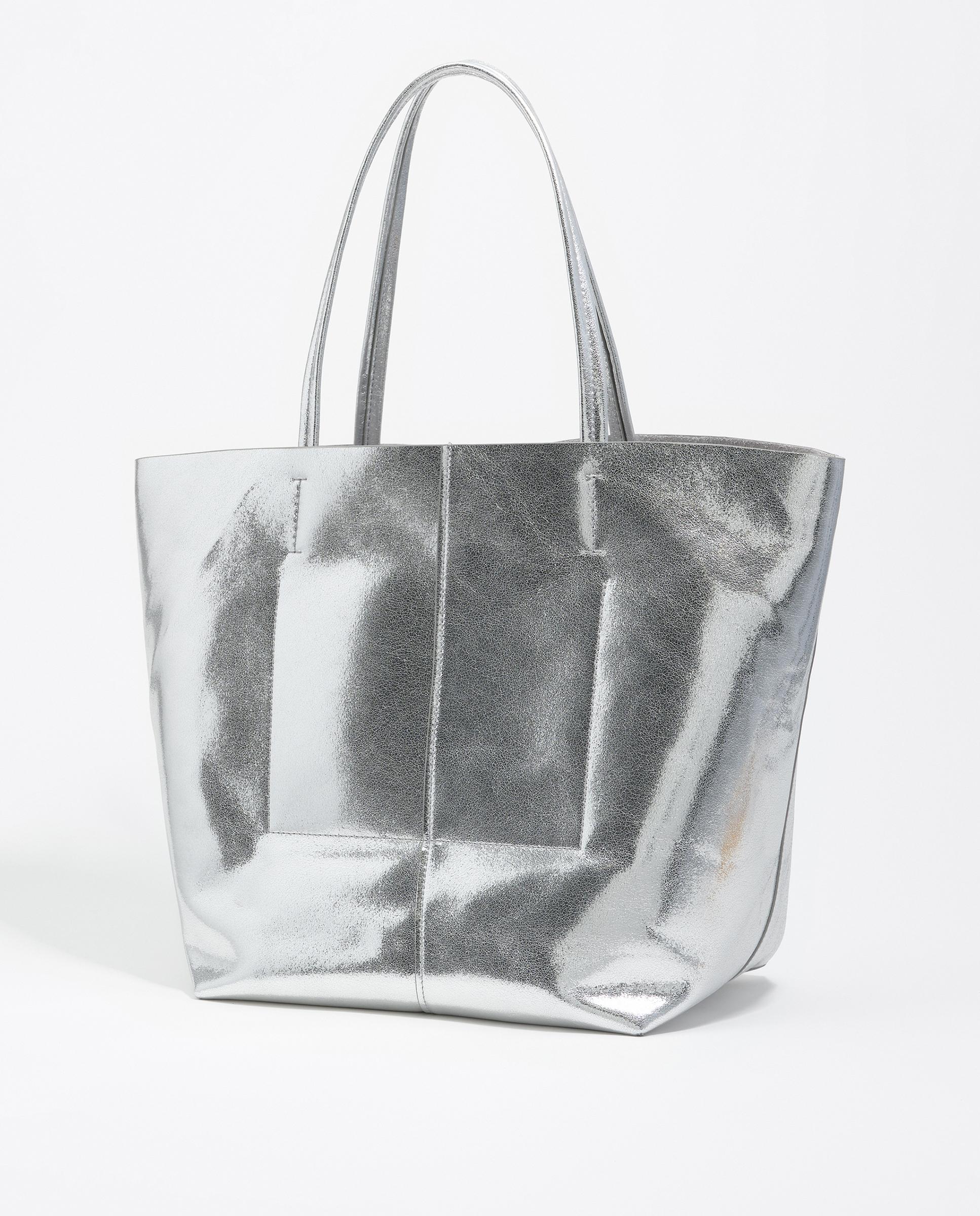Mala de Ombro Tipo Shopper Grande Prata-4