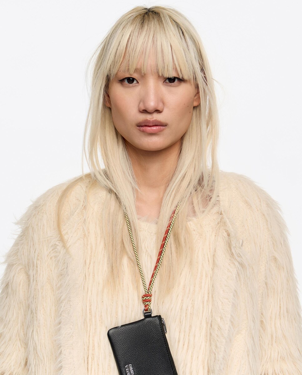 Porta-moedas de Pele com Fecho Zip Preto-2