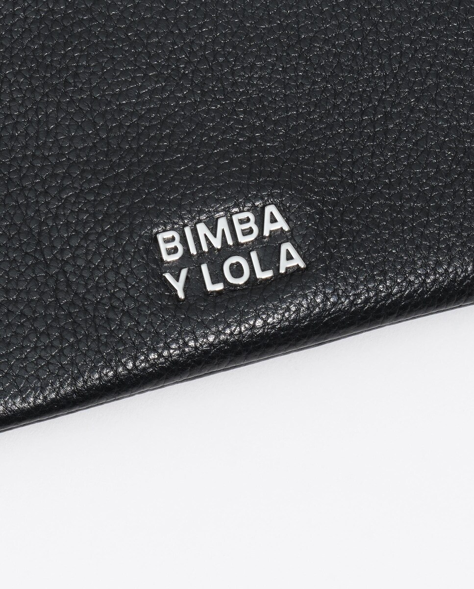 Porta-moedas de Pele com Fecho Zip Preto-3