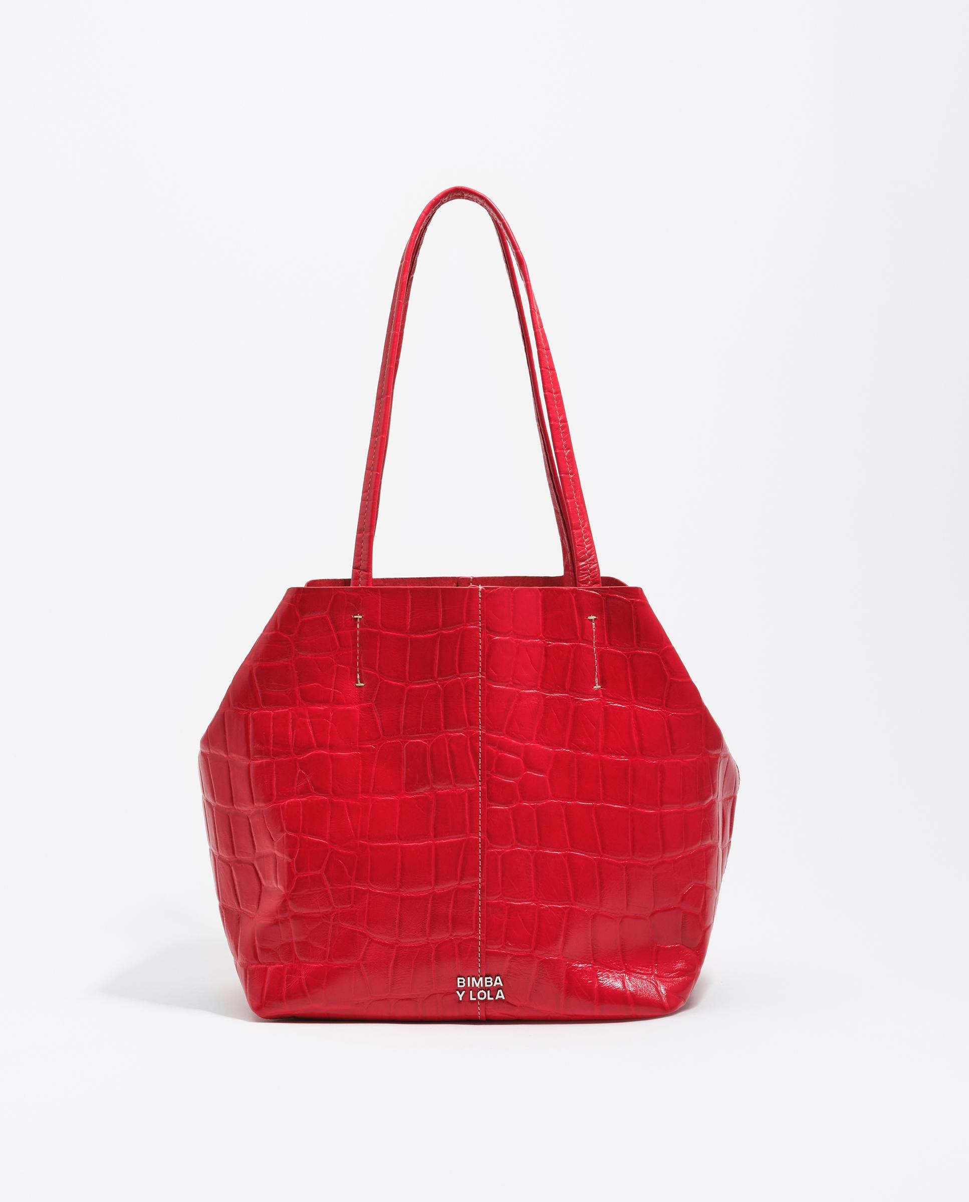 Mala de Ombro Shopper Média Pele Vermelho-1