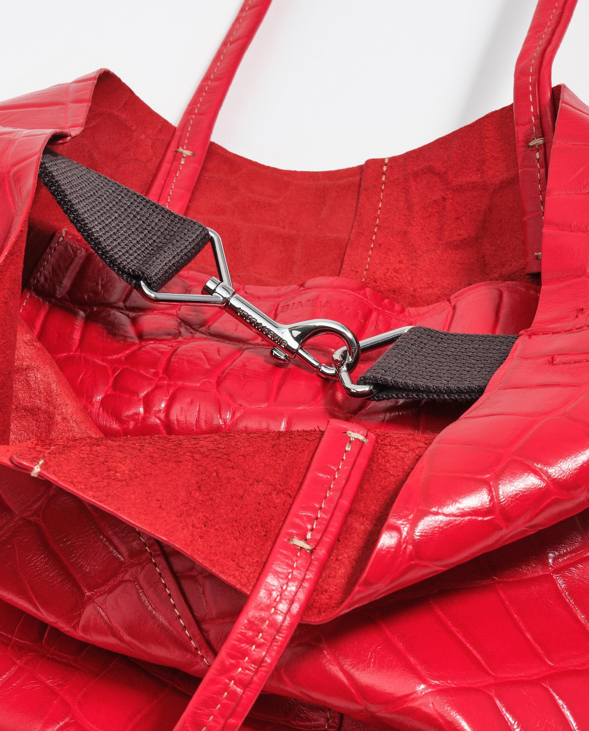 Mala de Ombro Shopper Média Pele Vermelho-5