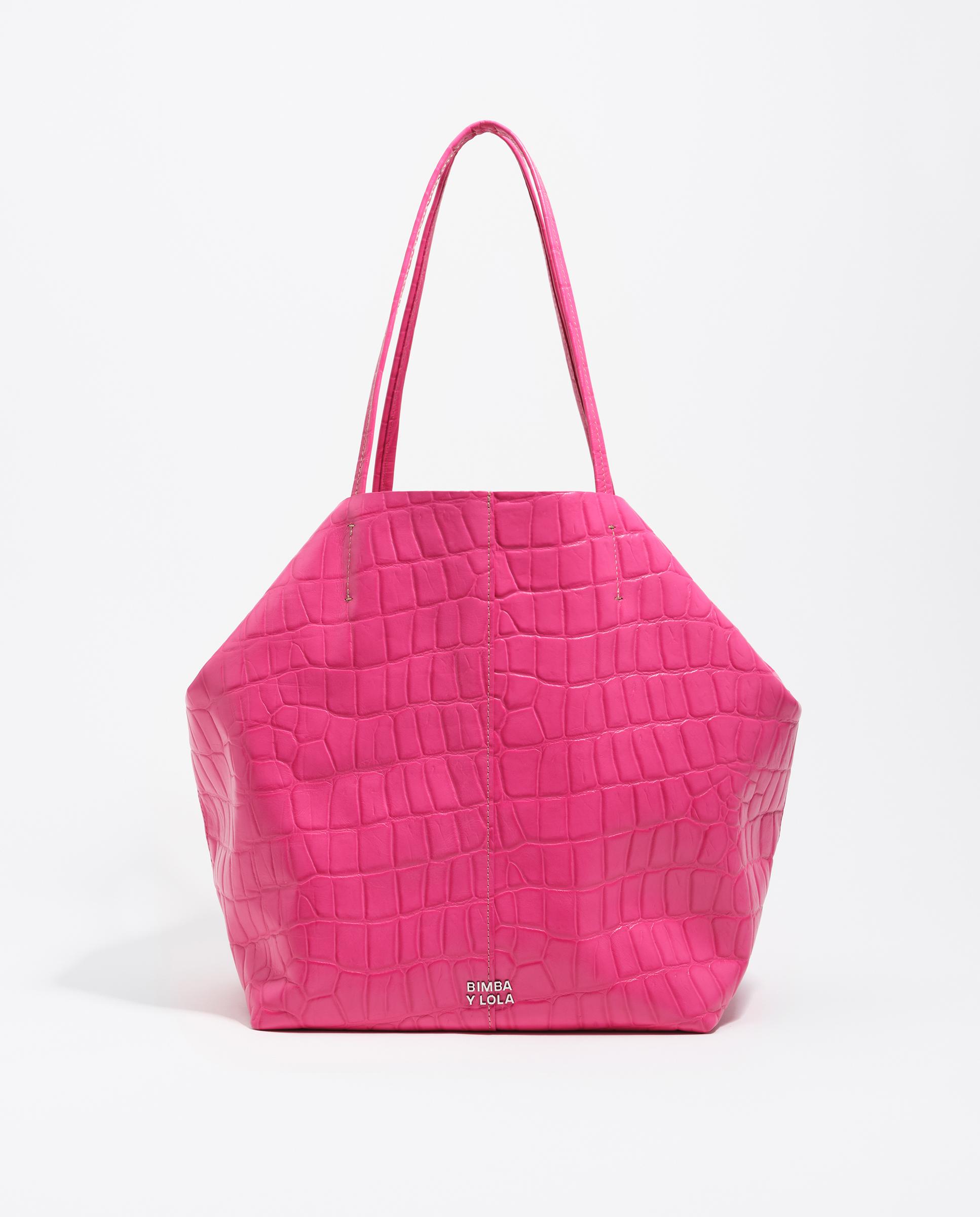 Mala de Ombro Shopper Grande Pele Fúcsia-1