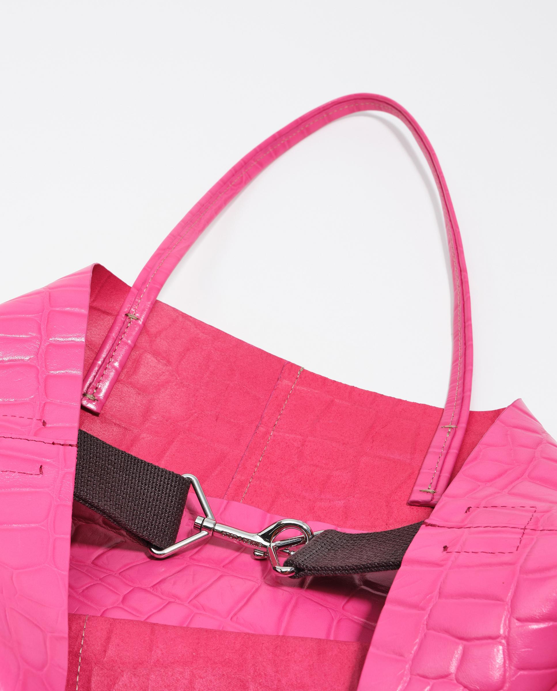 Mala de Ombro Shopper Grande Pele Fúcsia-5