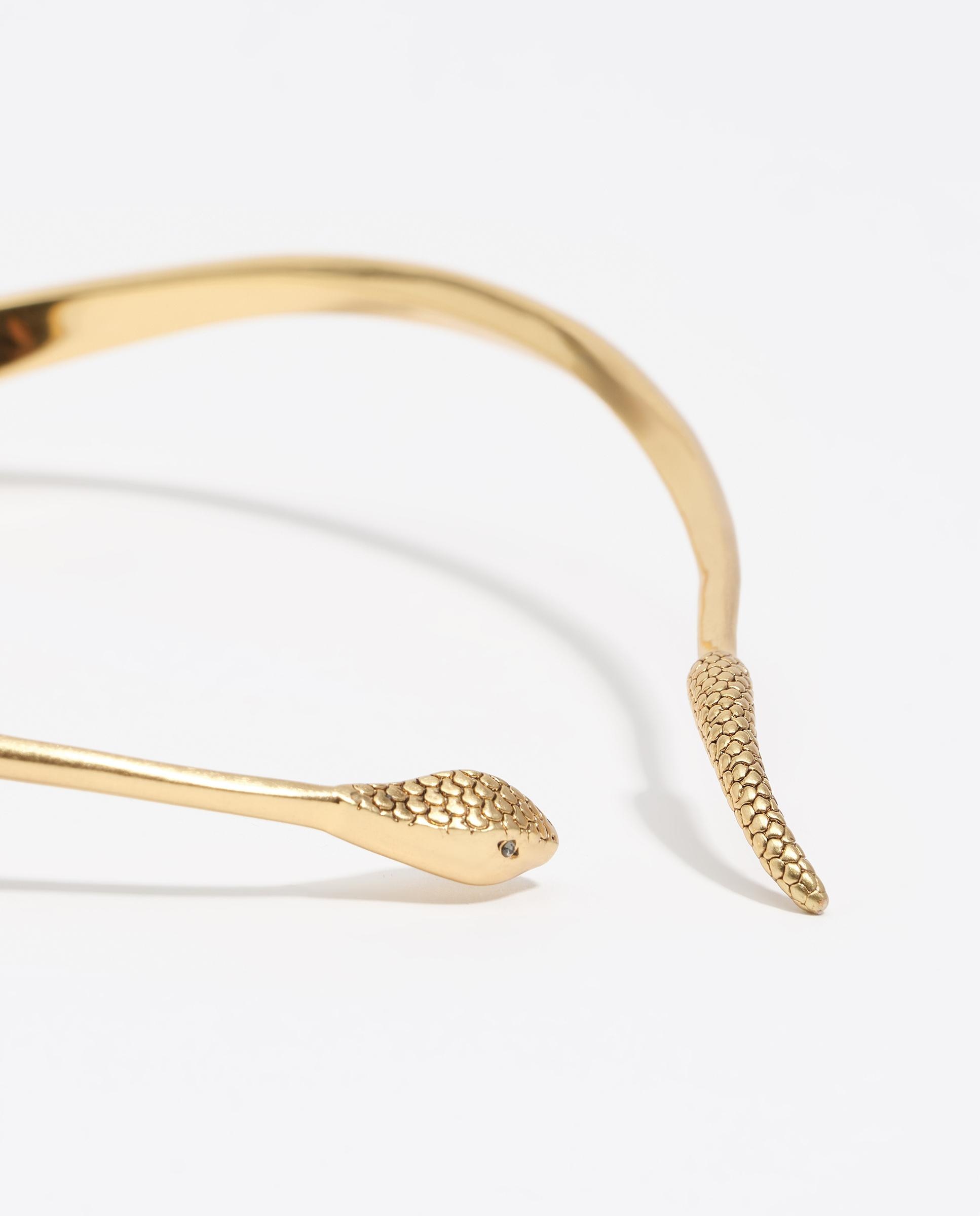 Colar Rígido Serpente com Textura Dourado-2