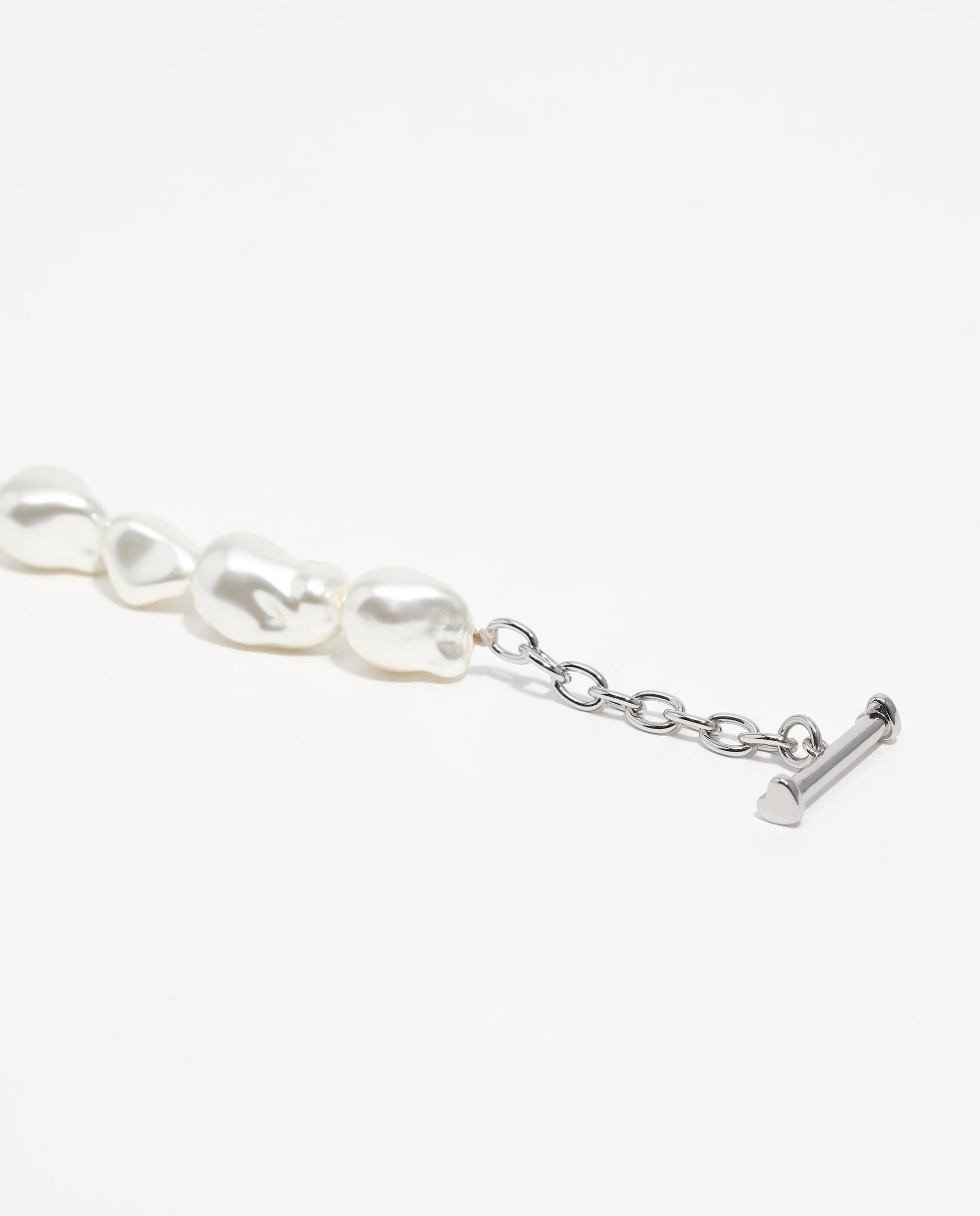 Colar de Corrente e S com Escaravelho e Libélula Prateado Branco-3