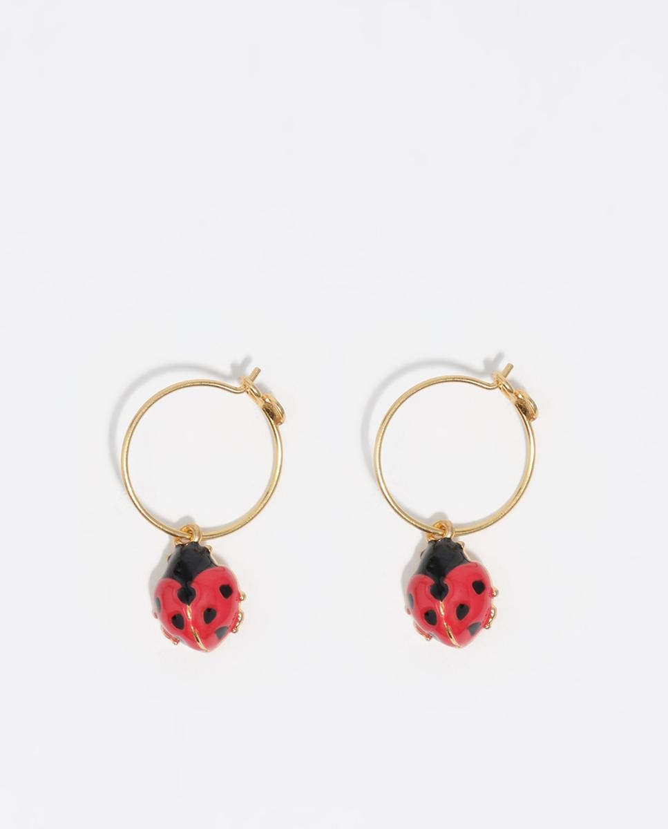Brincos de Argola Mini Joaninha Vermelho-1