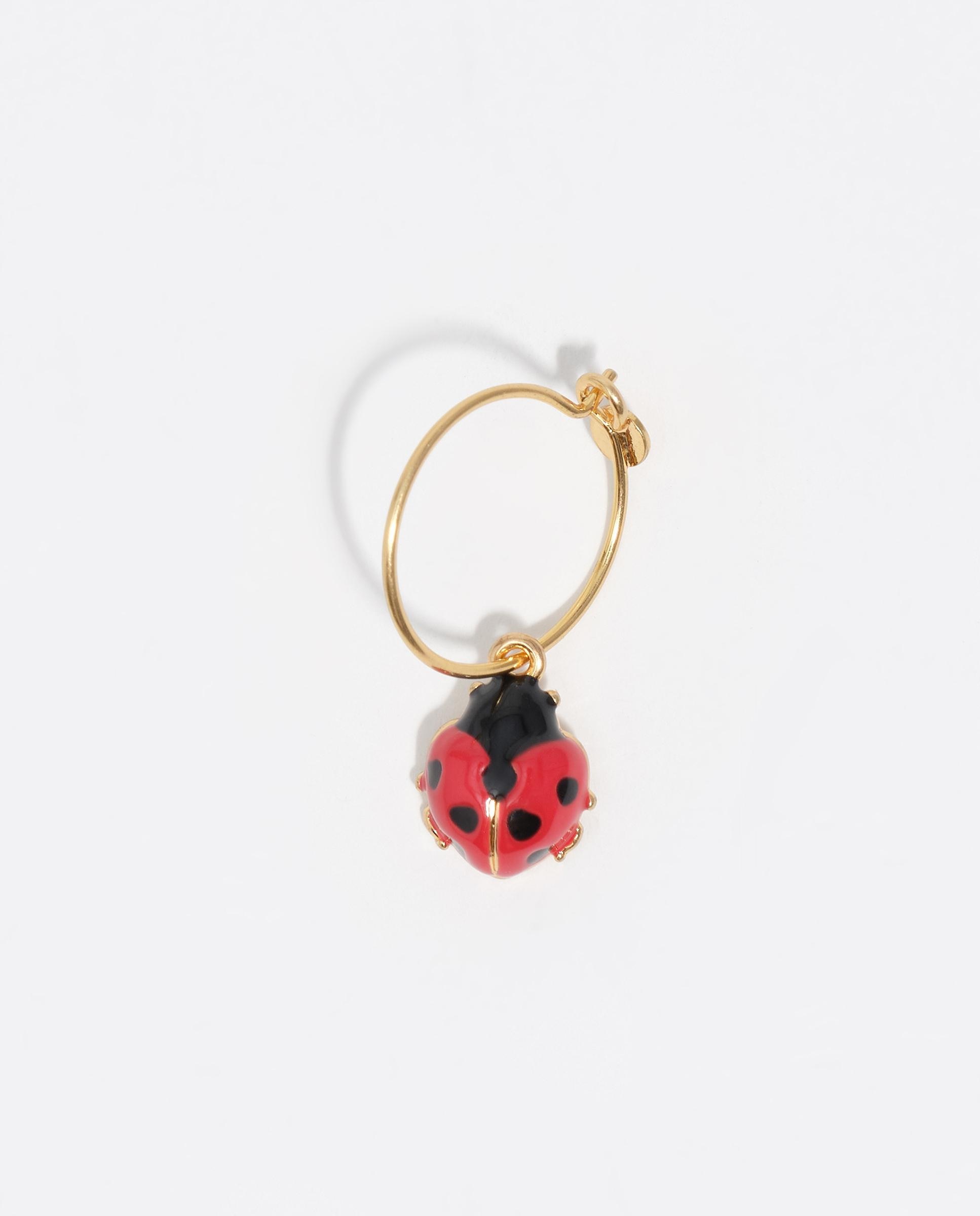 Brincos de Argola Mini Joaninha Vermelho-3