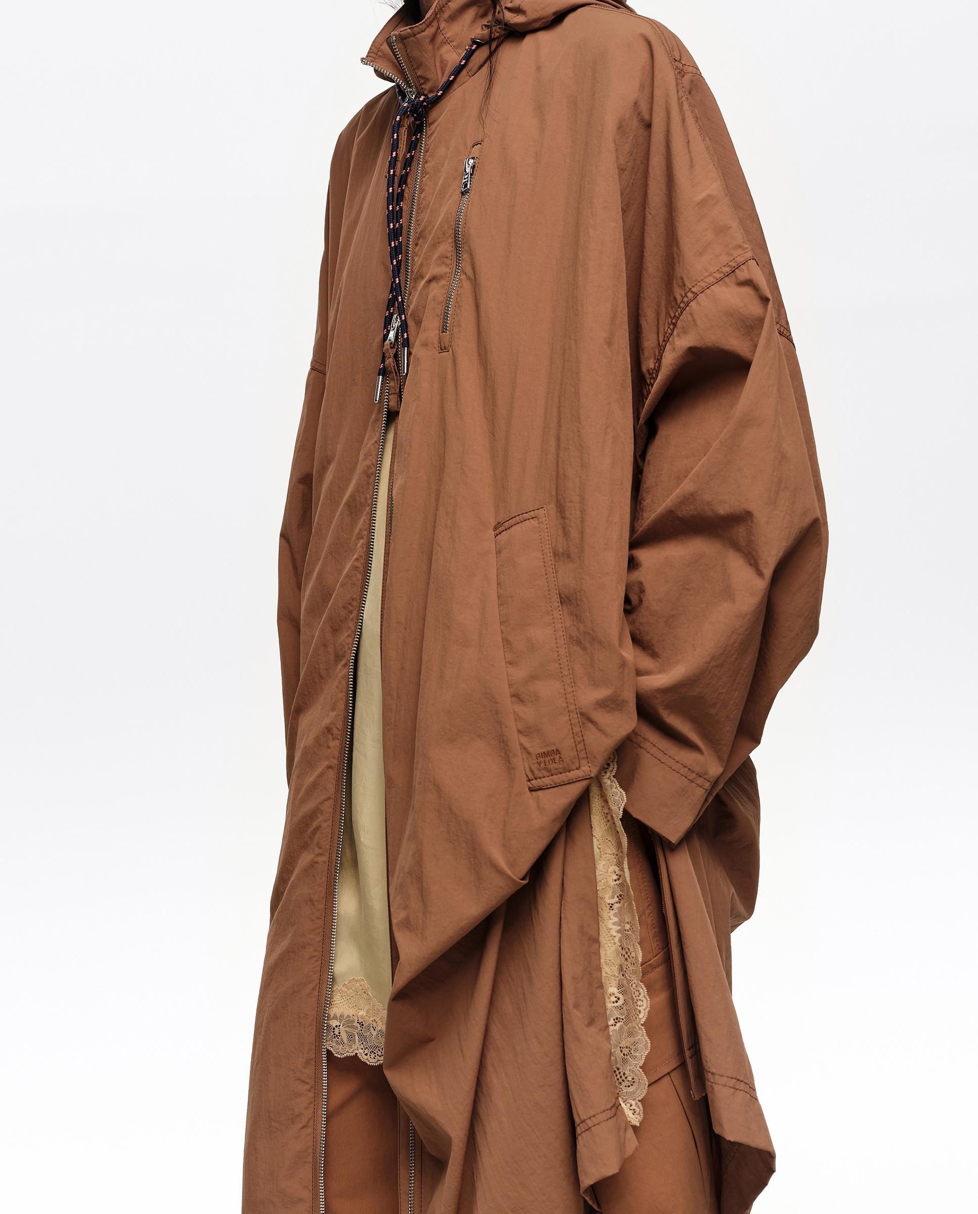 Gabardina de mujer fluida larga Castanho-claro-3