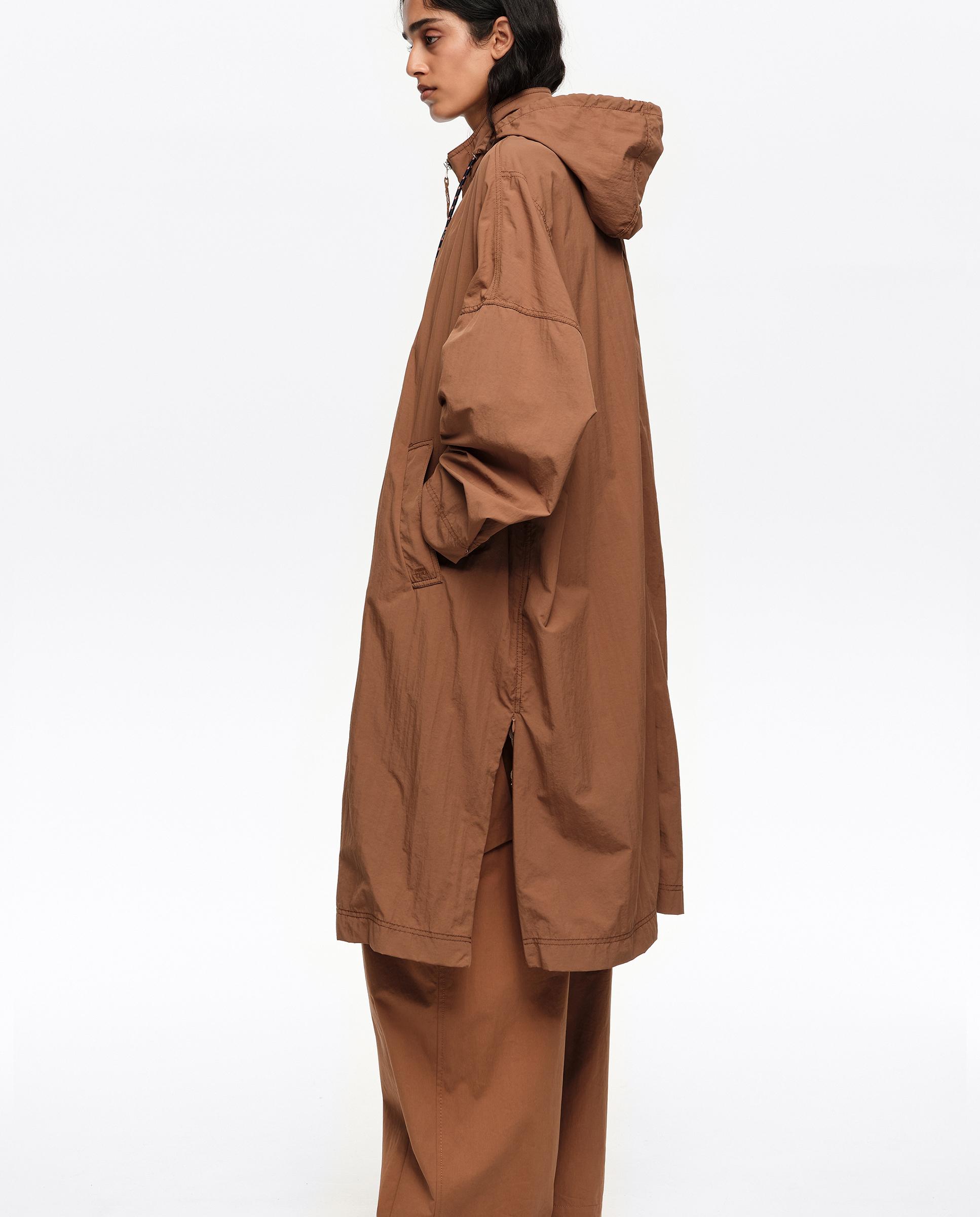 Gabardina de mujer fluida larga Castanho-claro-4