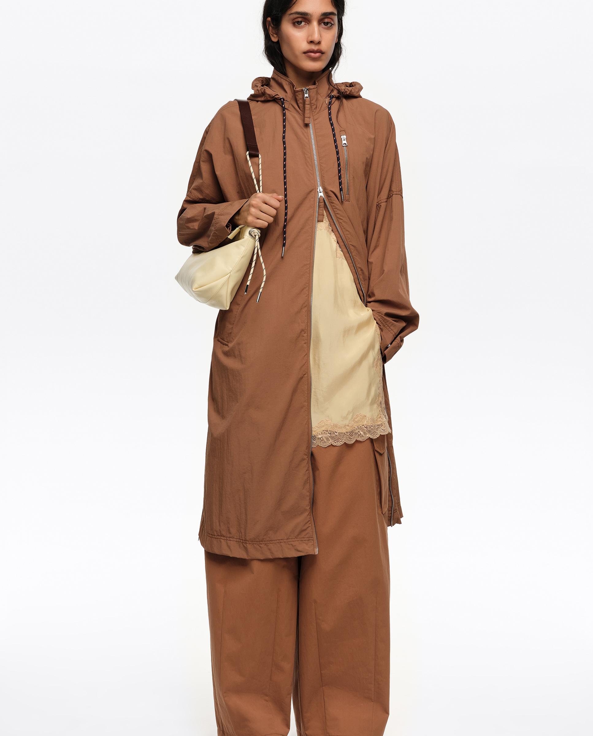 Gabardina de mujer fluida larga Castanho-claro-7