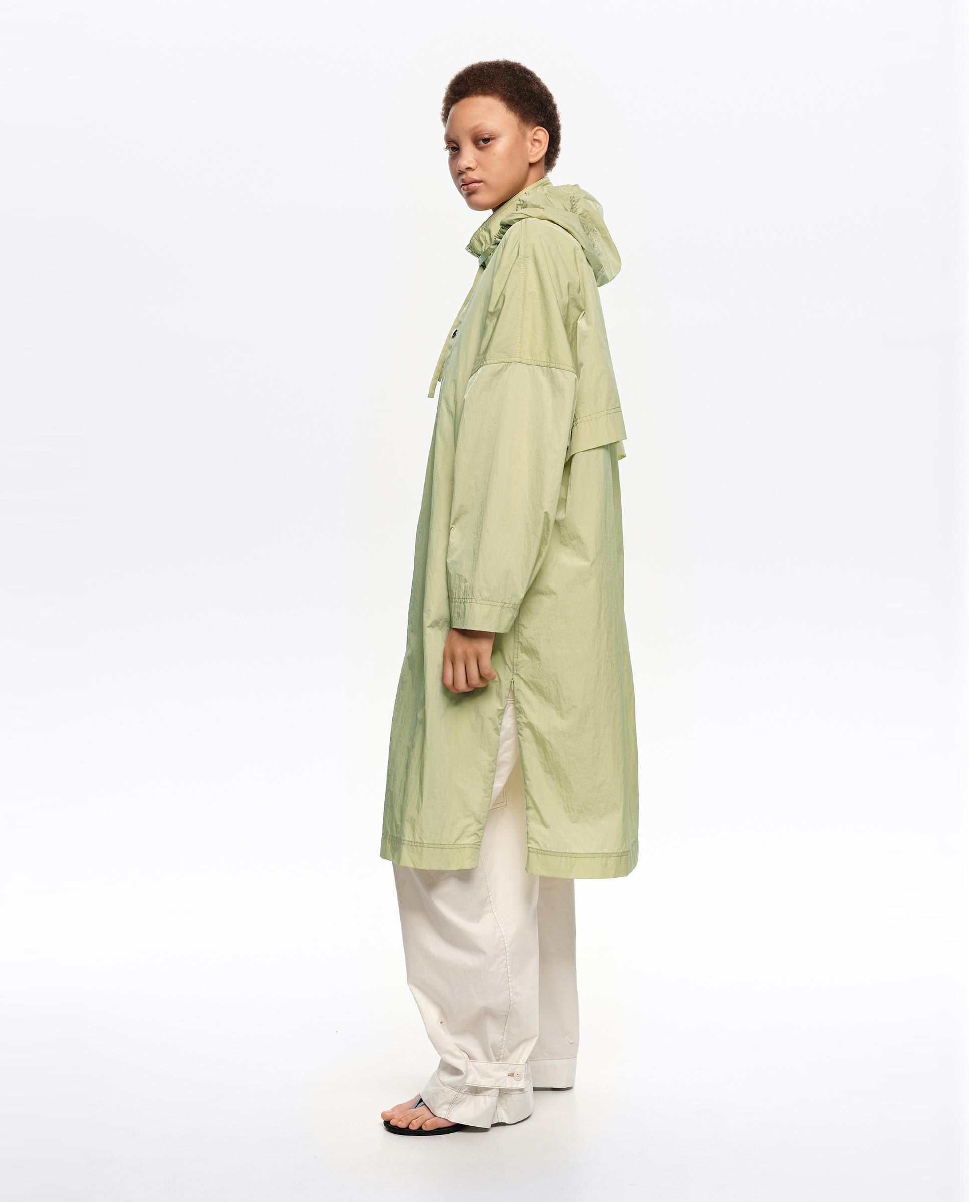 Gabardina Fluida Comprida Verde-claro-4