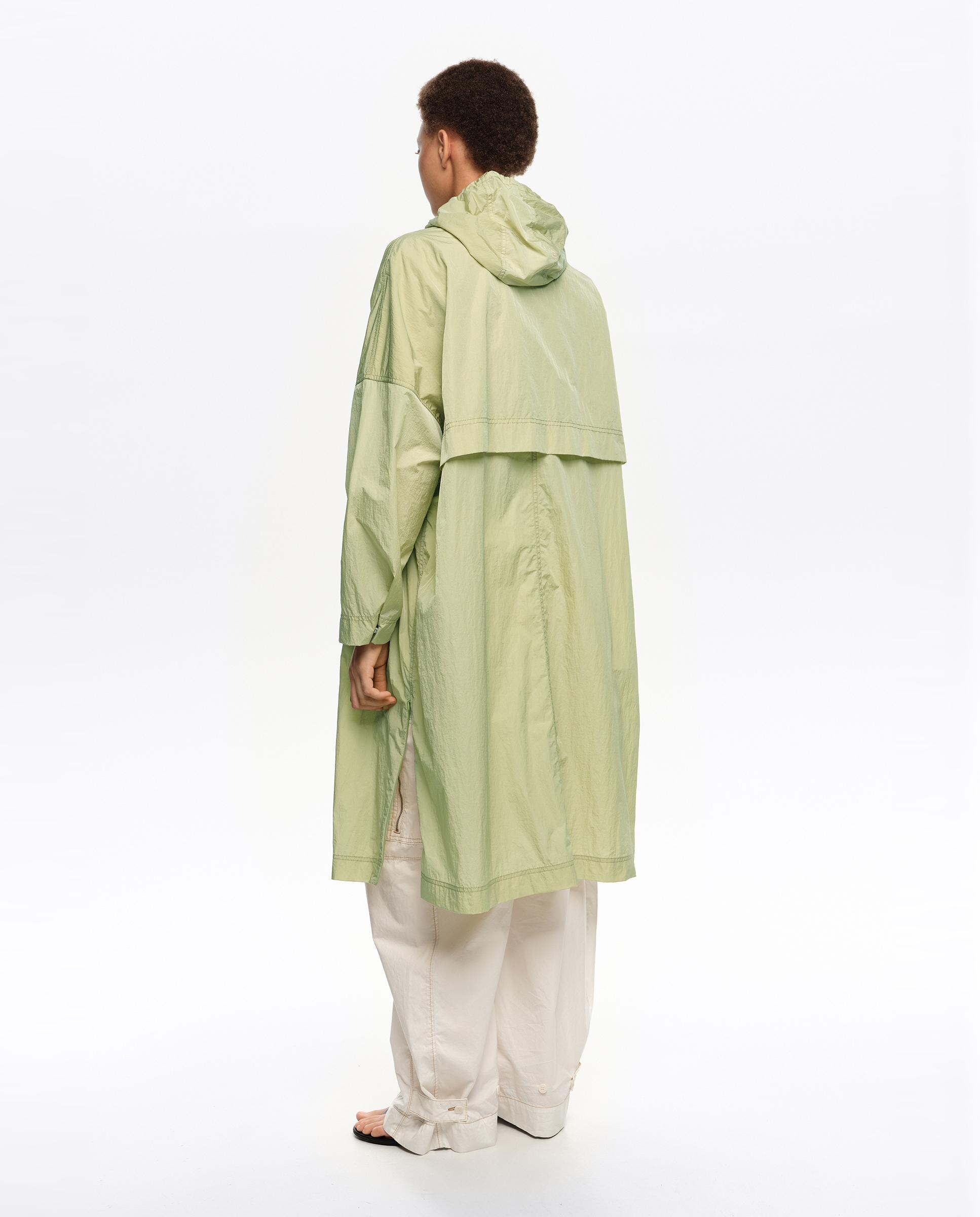 Gabardina Fluida Comprida Verde-claro-5