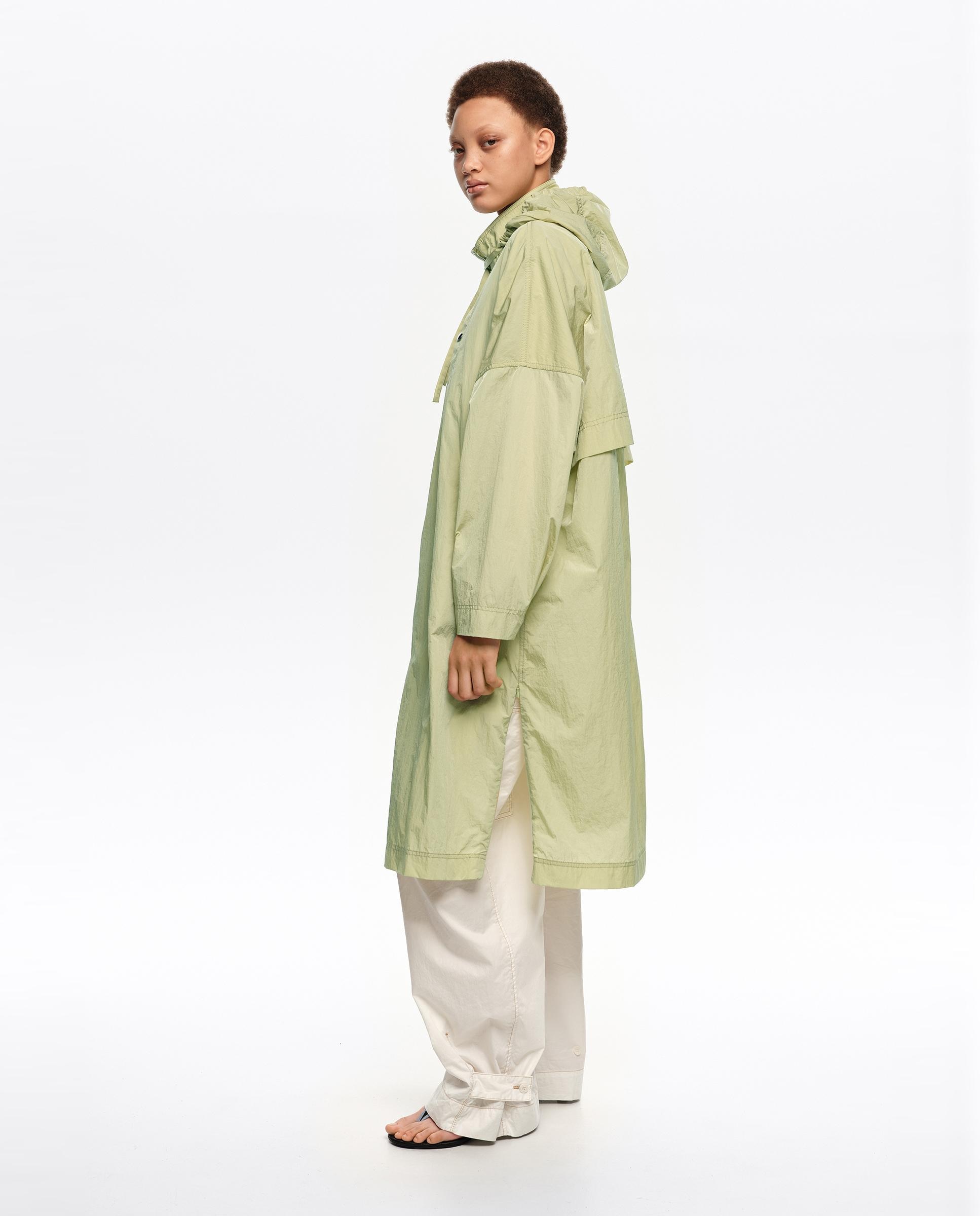 Gabardina Fluida Comprida Verde-claro-4