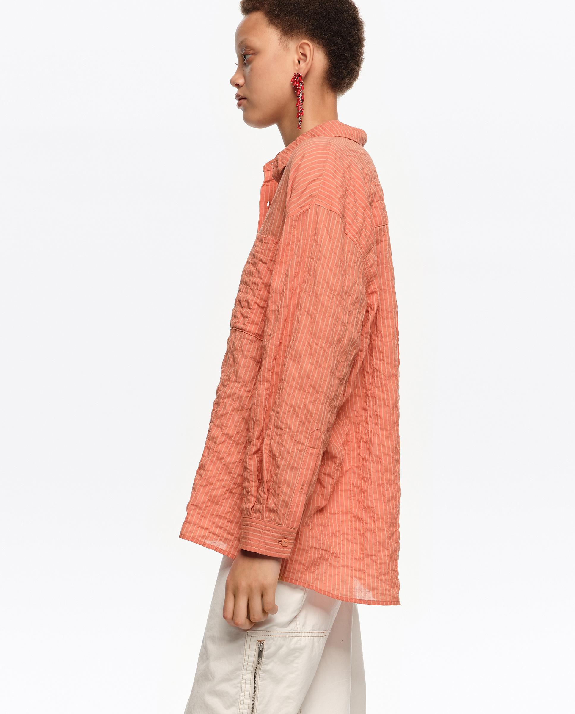 Camisa em Algodão com Textura Laranja-forte-3