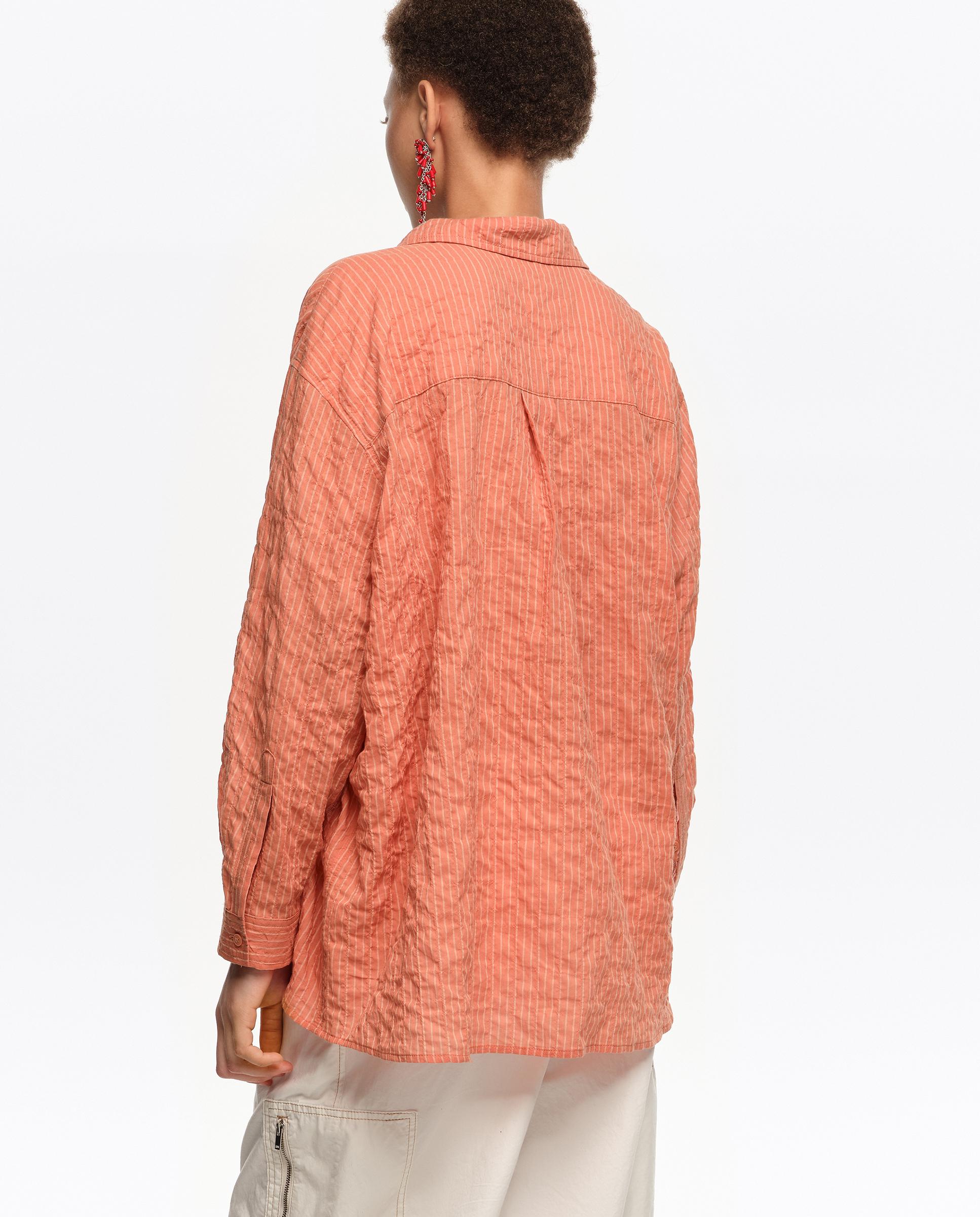 Camisa em Algodão com Textura Laranja-forte-4