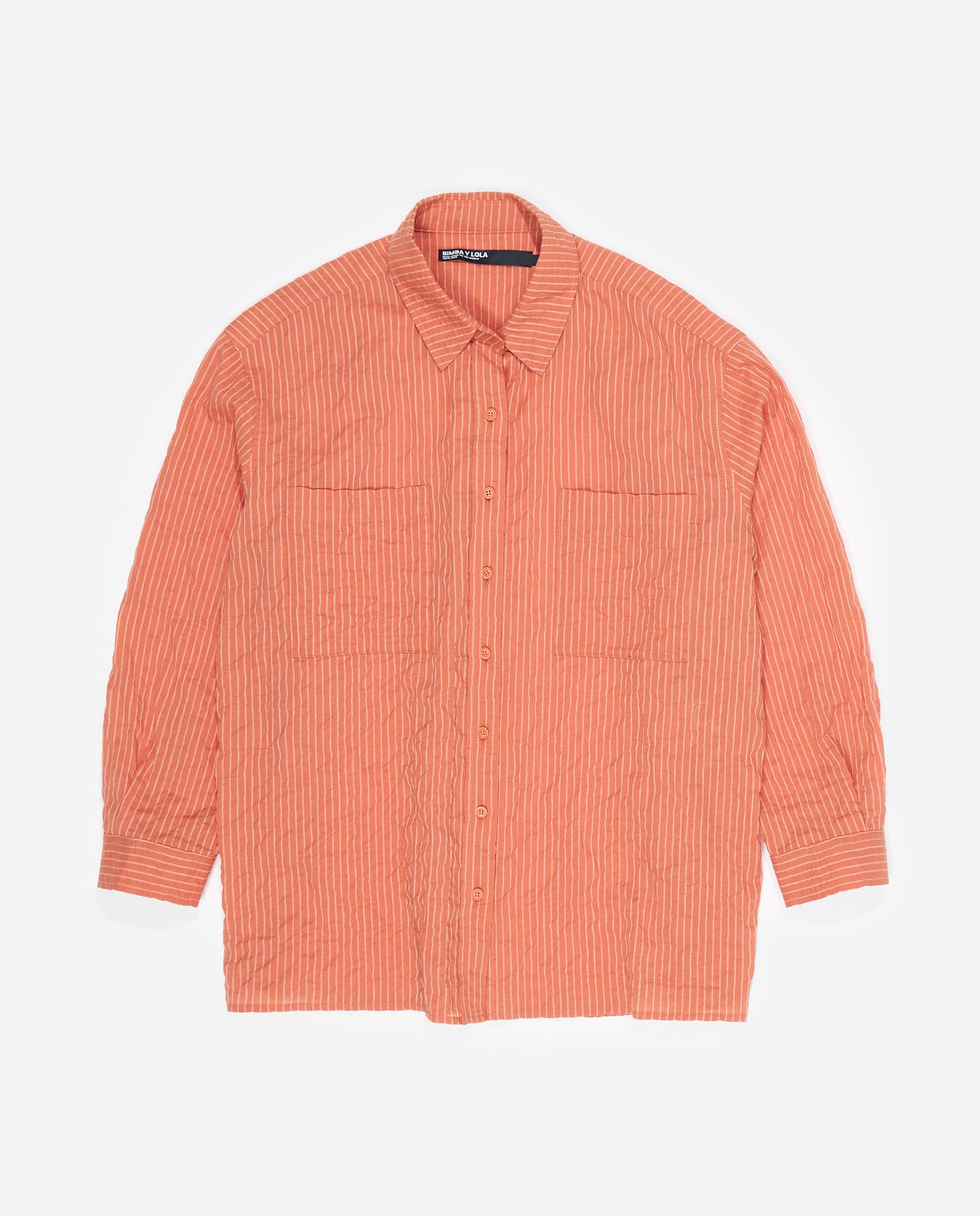 Camisa em Algodão com Textura Laranja-forte-5