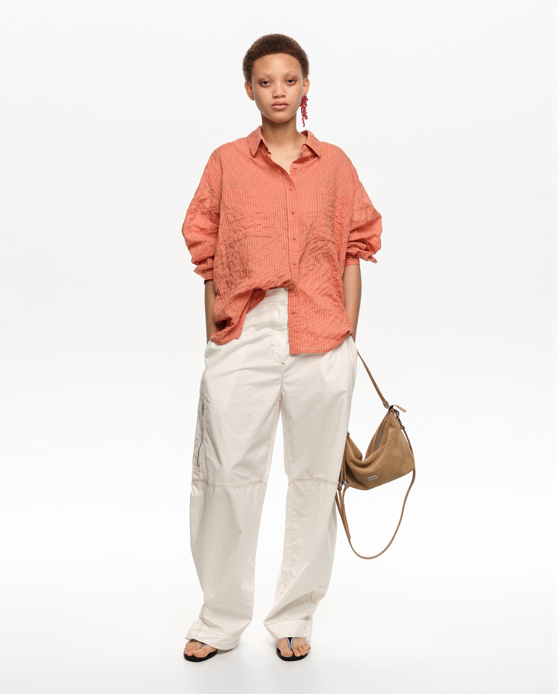Camisa em Algodão com Textura Laranja-forte-6