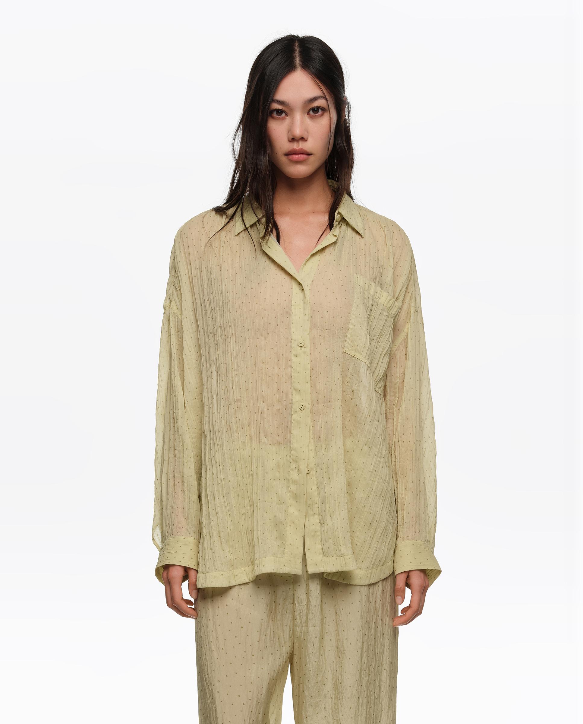 Camisa Oversize Plissada Dots Mini Verde-claro-1