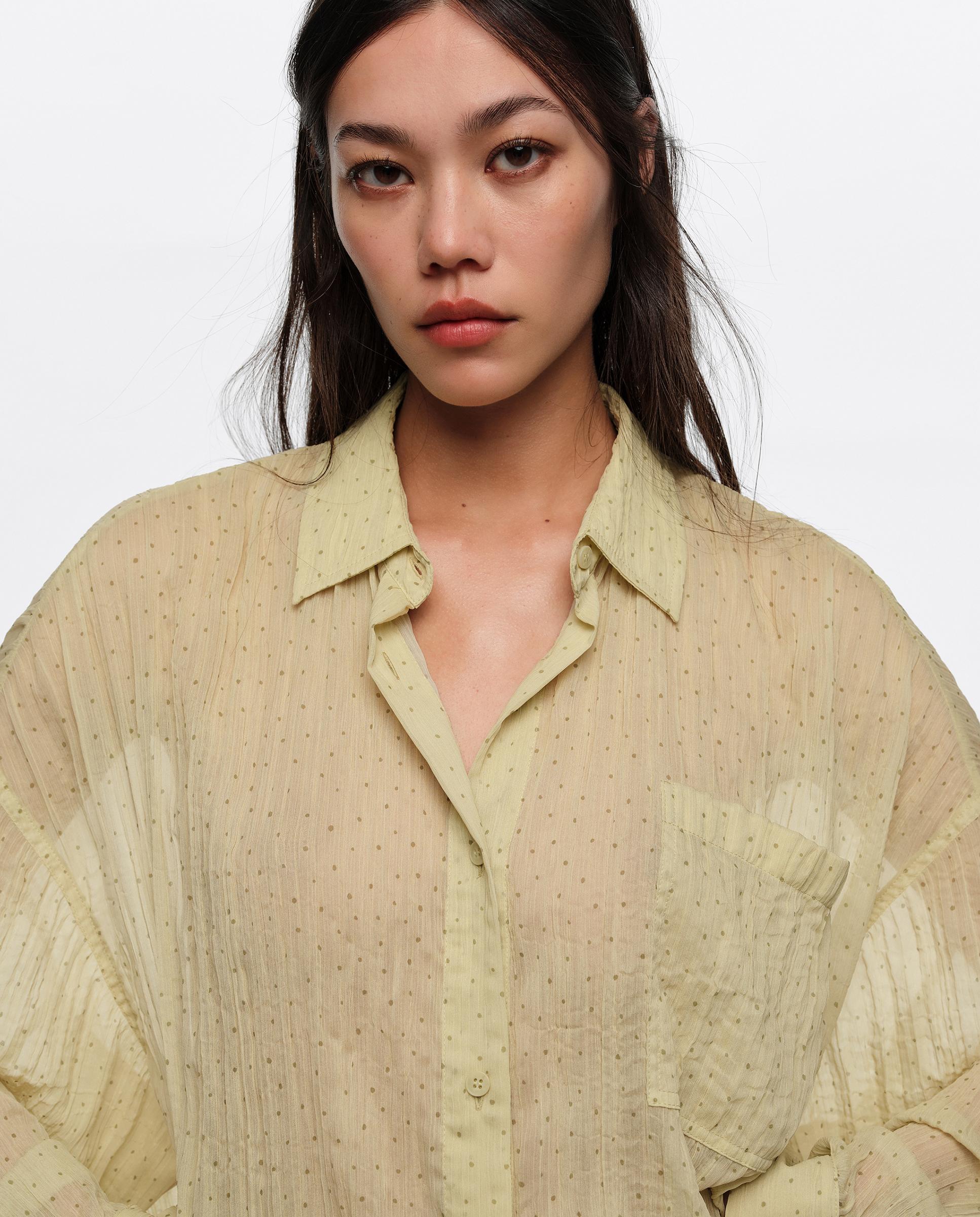 Camisa Oversize Plissada Dots Mini Verde-claro-2