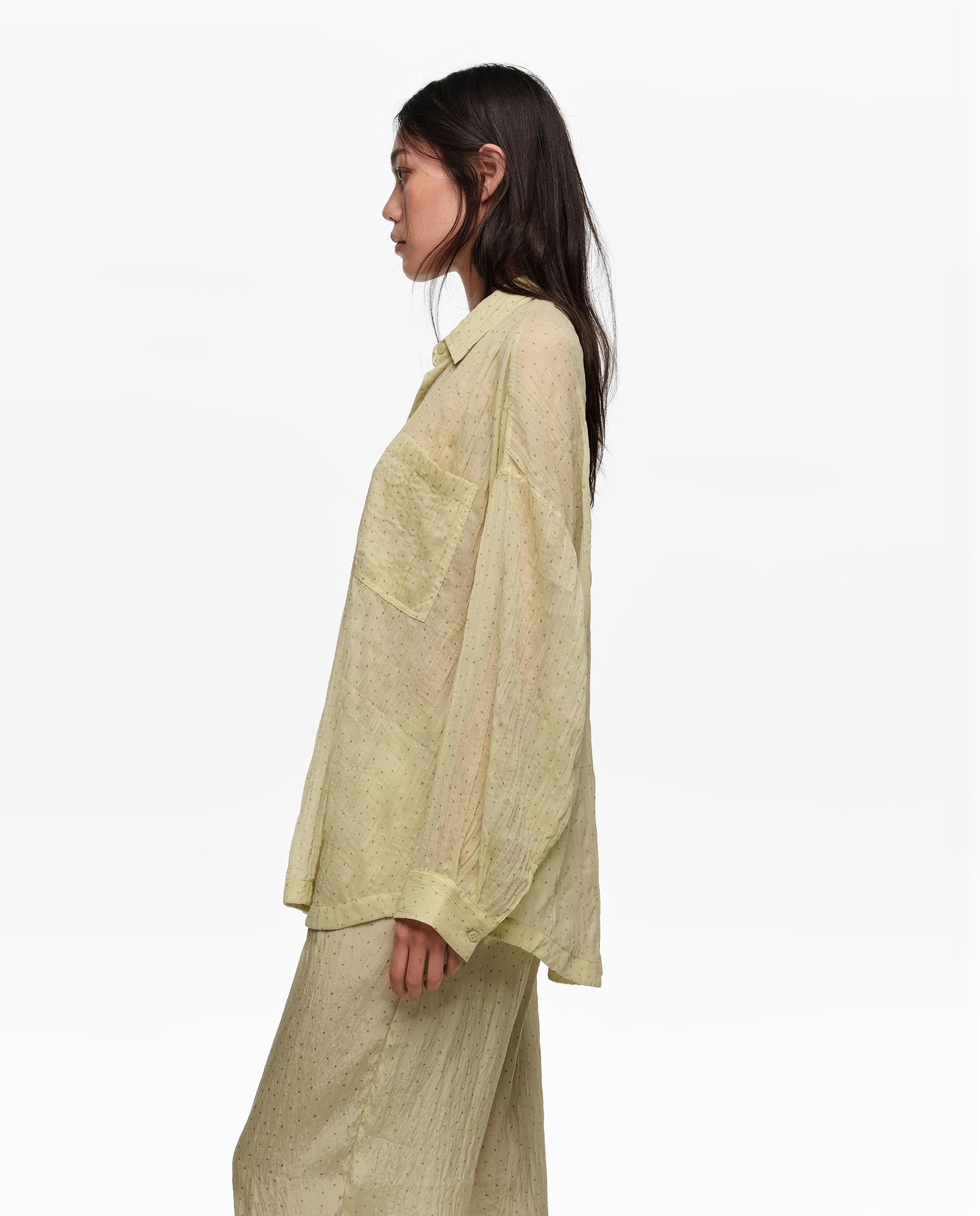 Camisa Oversize Plissada Dots Mini Verde-claro-3