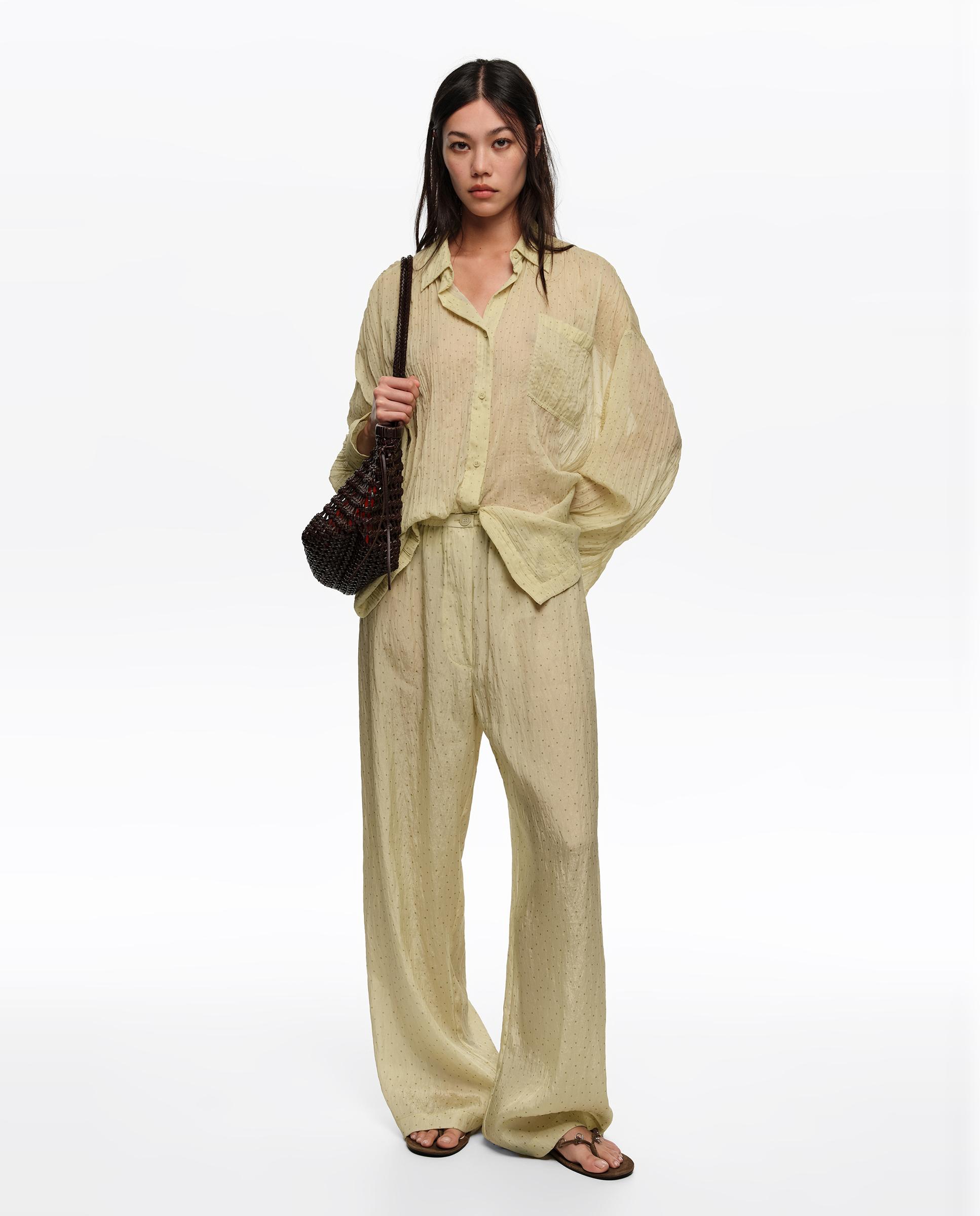 Camisa Oversize Plissada Dots Mini Verde-claro-5