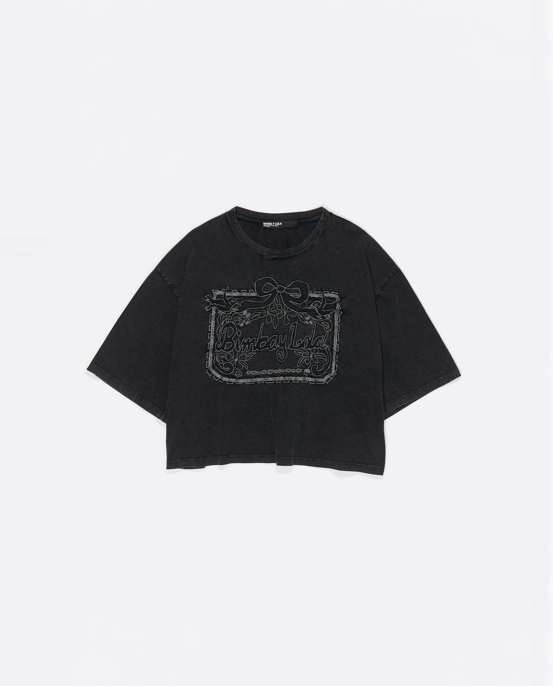 T-shirt Maxilogo Bordado Inglês Preto-5