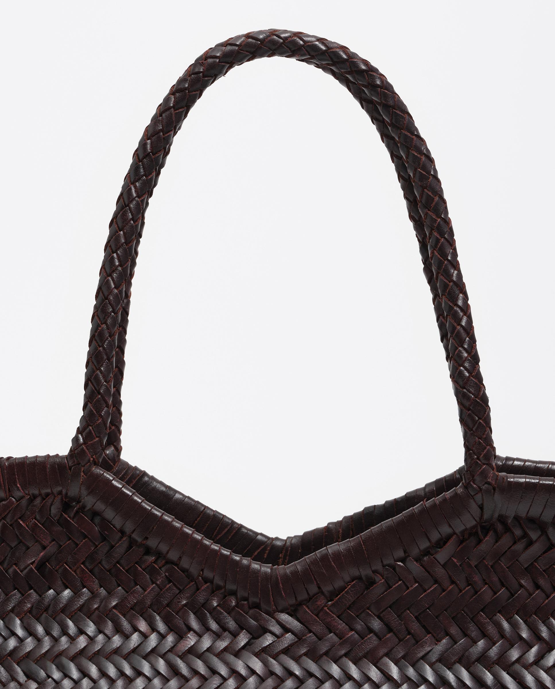 Mala de Ombro Shopper Grande Entrançada Pele Bordeaux-3